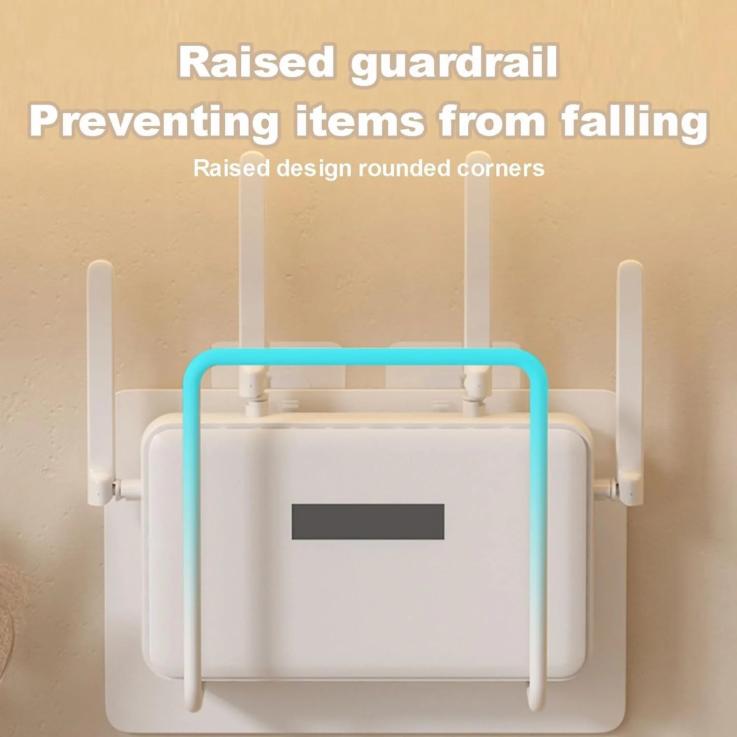 شلف دیواری روتر بدون نیاز به سوراخ کاری – جعبه ذخیره سازی وای فای – براکت باکس رسیور با محافظ – نگهدارنده با طراحی باز و مناسب برای سیگنال مودم، تی وی باکس و کابل ها