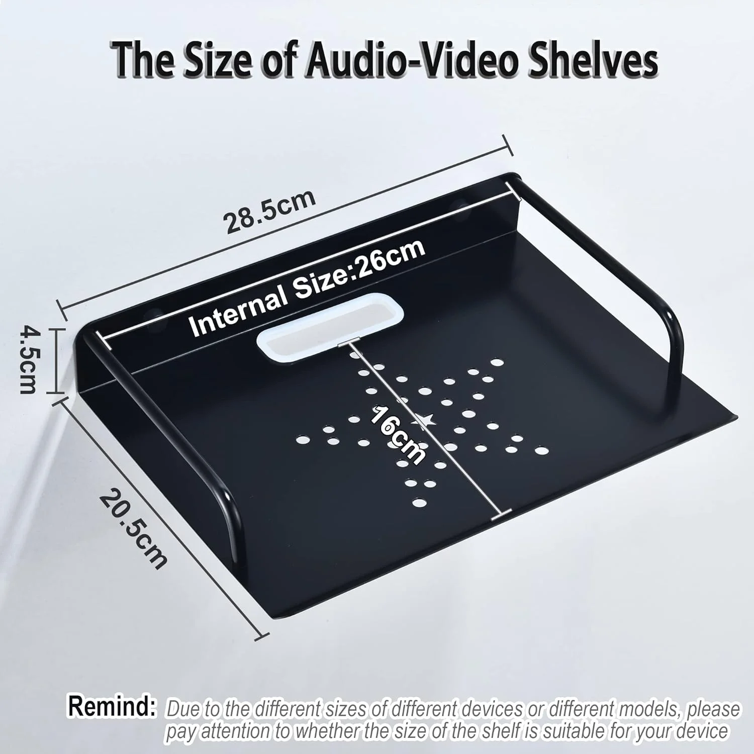 شلف روتر، شلف دیواری کوچک پروژکتور، نگهدارنده باکس تلویزیون، شلف چند رسانه ای، شلف دیواری برای لوازم جانبی تلویزیون مانند مودم/پخش کننده DVD/باکس کابل/گیرنده Hi-Fi (1 لایه، کوچک)
