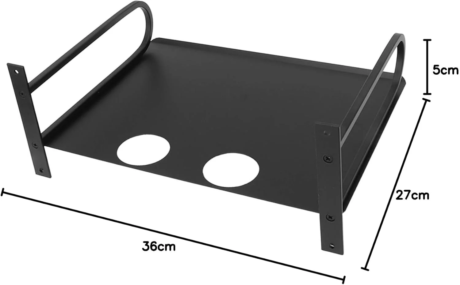 شلف دیواری محکم پروژکتور با لبه های گرد، ظرفیت باربری قوی، شلف شناور آلومینیومی برای پخش کننده DVD و گیرنده دیجیتال (مشکی)