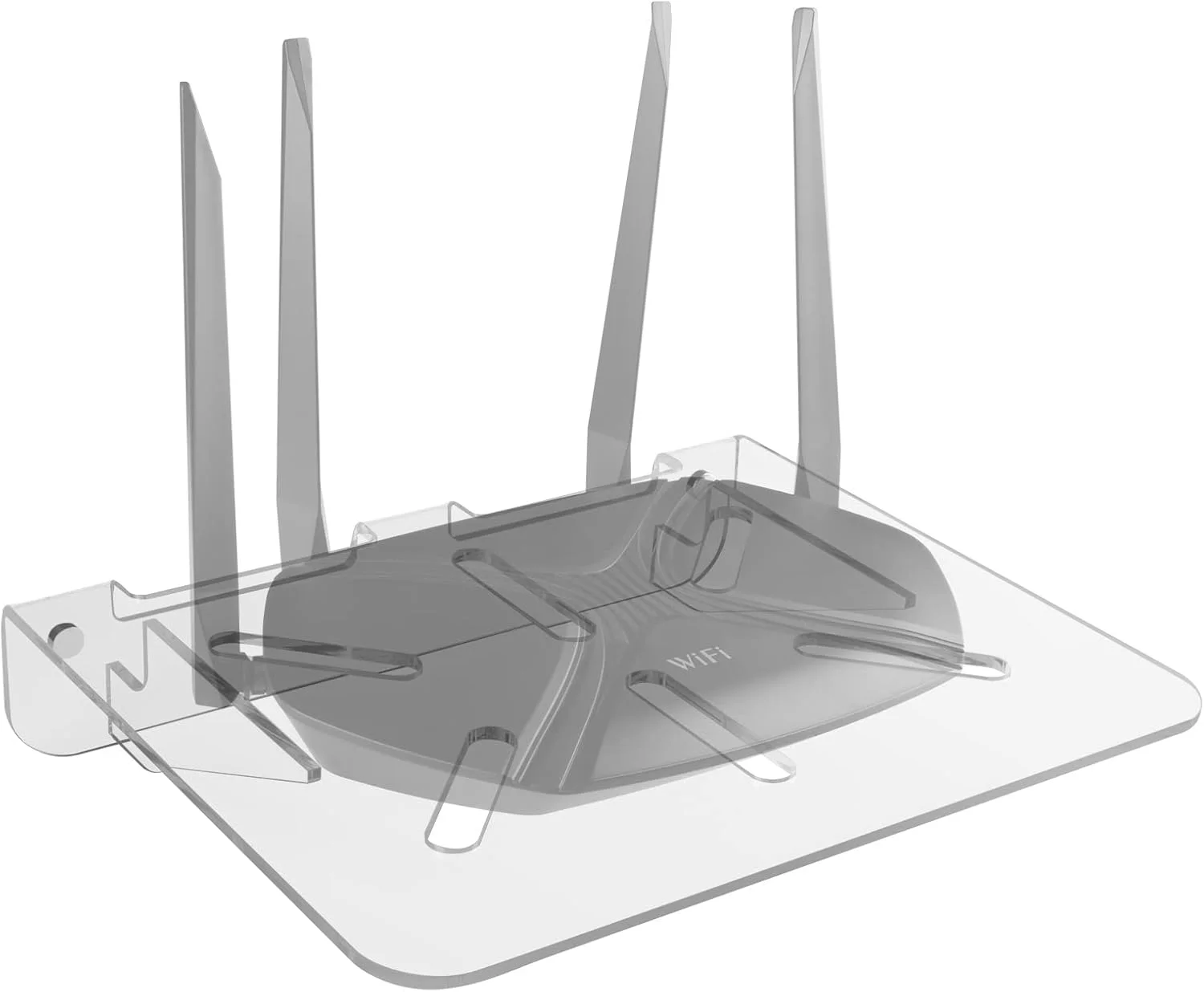 شلف دیواری روتر وای فای، نگهدارنده شلف دیواری شناور اکریلیک، استند شلف ذخیره سازی جهانی برای روتر، مودم، مینی پروژکتور، تی وی باکس، بلندگو و غیره، 31x25.5 سانتی متر (شفاف)