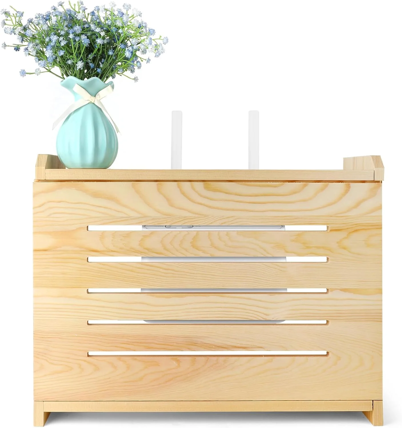 قفسه روتر چوبی BEARUT، نصب دیواری، جعبه ذخیره سازی روتر وای فای، پوشش روتر مودم کابل، سازماندهی سیم برق، قفسه مخفی کننده کابل، نیاز به مونتاژ