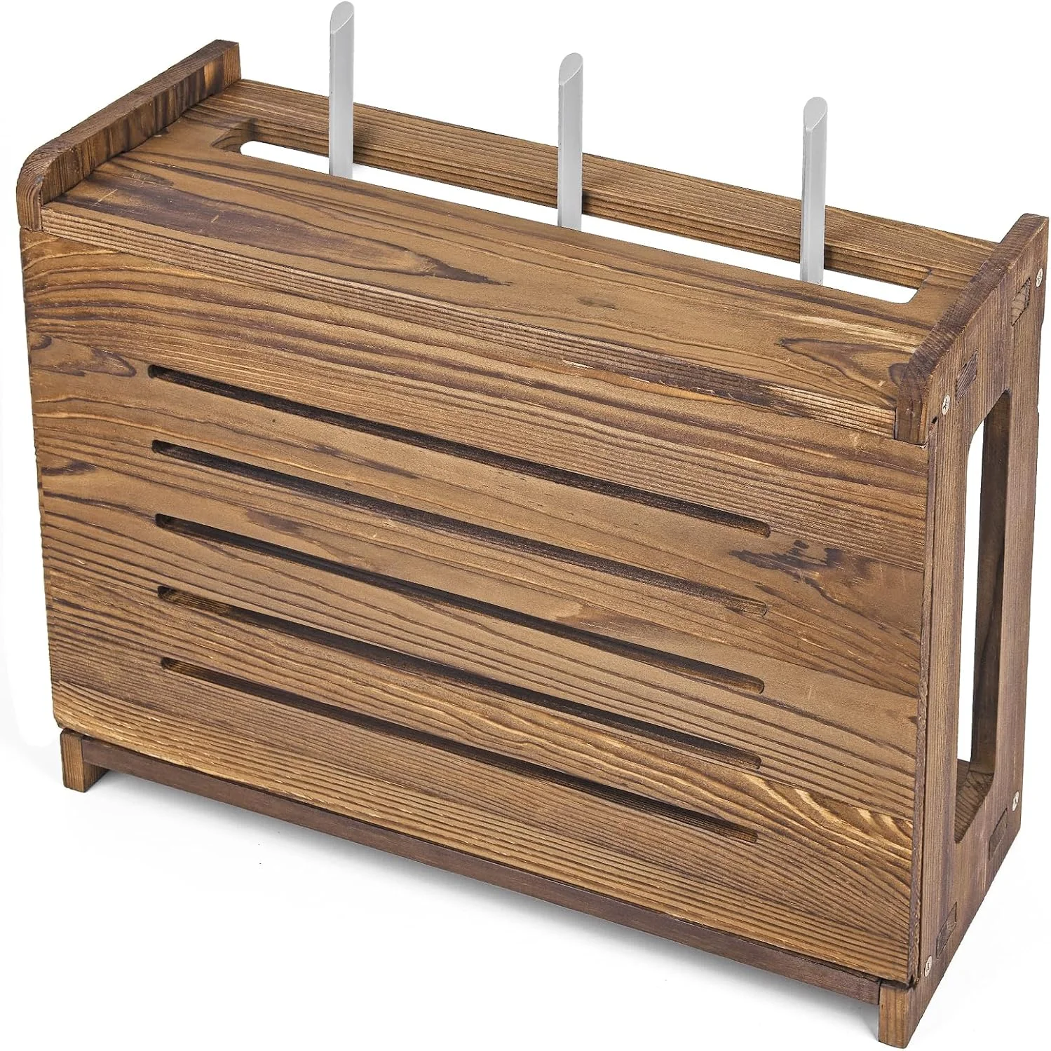 قفسه روتر چوبی، نصب دیواری، جعبه ذخیره سازی روتر وای فای، پوشش روتر مودم کابل، سازماندهی نوار برق، قفسه مخفی کننده مدیریت کابل، نیاز به مونتاژ، 37.8 * 24.9 * 13.7 سانتی متر (طول * ارتفاع * عرض)