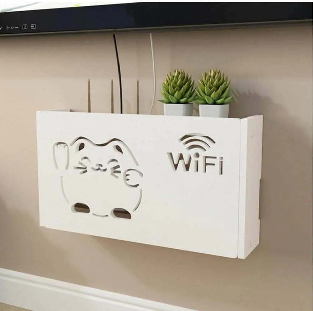 جعبه ذخیره سازی وای فای، جعبه ذخیره سازی روتر و مودم دیواری، قفسه مخفی کننده چوبی برای روترها، سیم ها، جعبه های تنظیمات تلویزیون