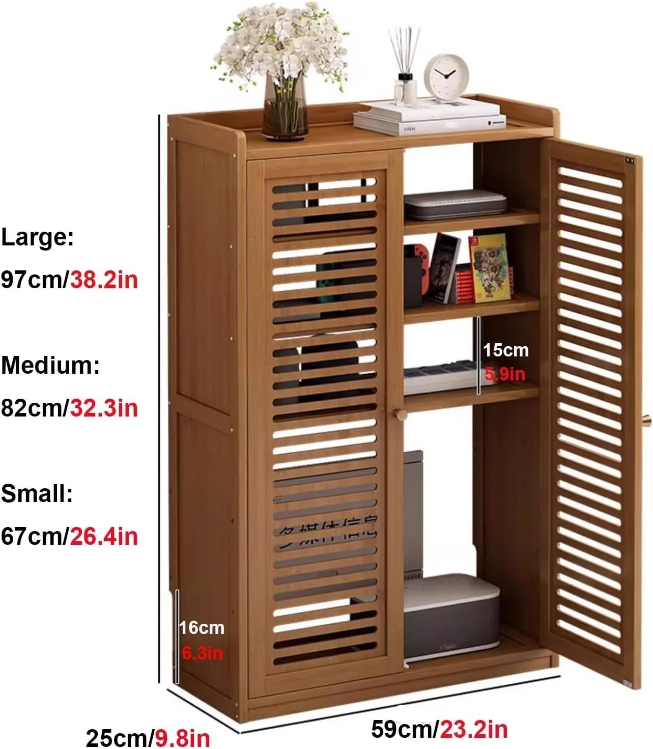 کابینت ذخیره سازی روتر وای فای بامبو، مخفی کننده جعبه وای فای با قفسه های قابل تنظیم، سازمان دهنده مودم و چندراهی برق ایستاده، مدیریت کابل، برای خانه و دفتر (قهوه ای، متوسط)