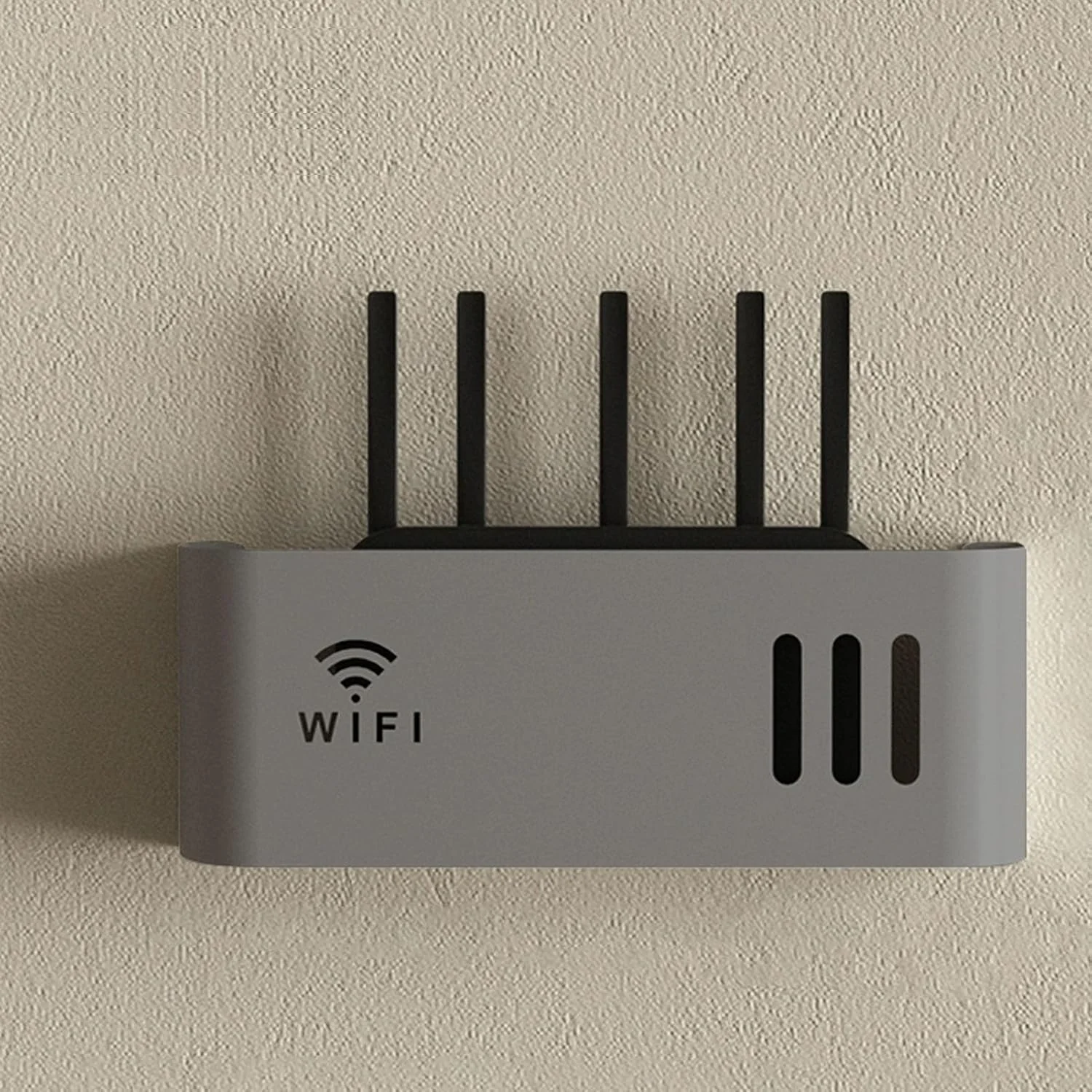 باکس ذخیره سازی روتر دیواری HOLGVE، قفسه روتر وای فای دیواری، باکس ذخیره سازی مودم برای ذخیره سازی سیم ها، کابینت روتر برای استفاده در خانه و محل کار (خاکستری)