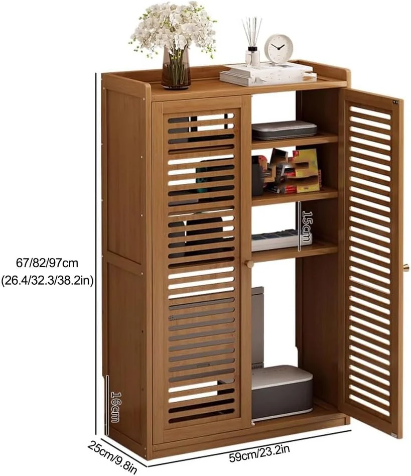 کابینت ذخیره سازی روتر بی سیم، مخفی کننده مودم، جعبه روتر، سازمان دهنده بزرگ 2 طبقه با قفسه قابل تنظیم برای اتاق خواب، اتاق نشیمن، گردویی، 82 سانتی متر