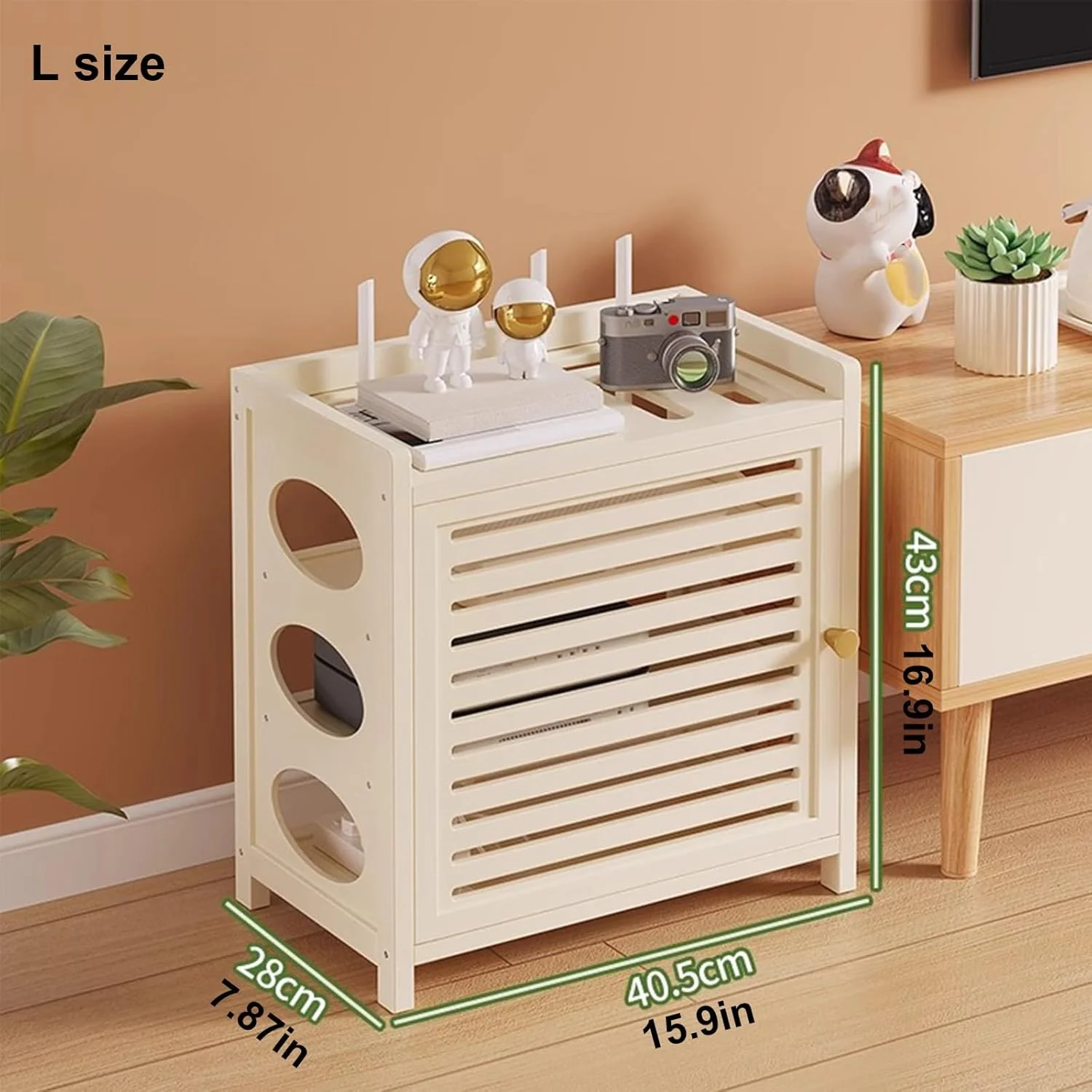 جعبه نگهداری روتر وای فای، قفسه روتر، سازمان دهنده مخفی کننده کابل، قفسه مودم (سفید، بزرگ)