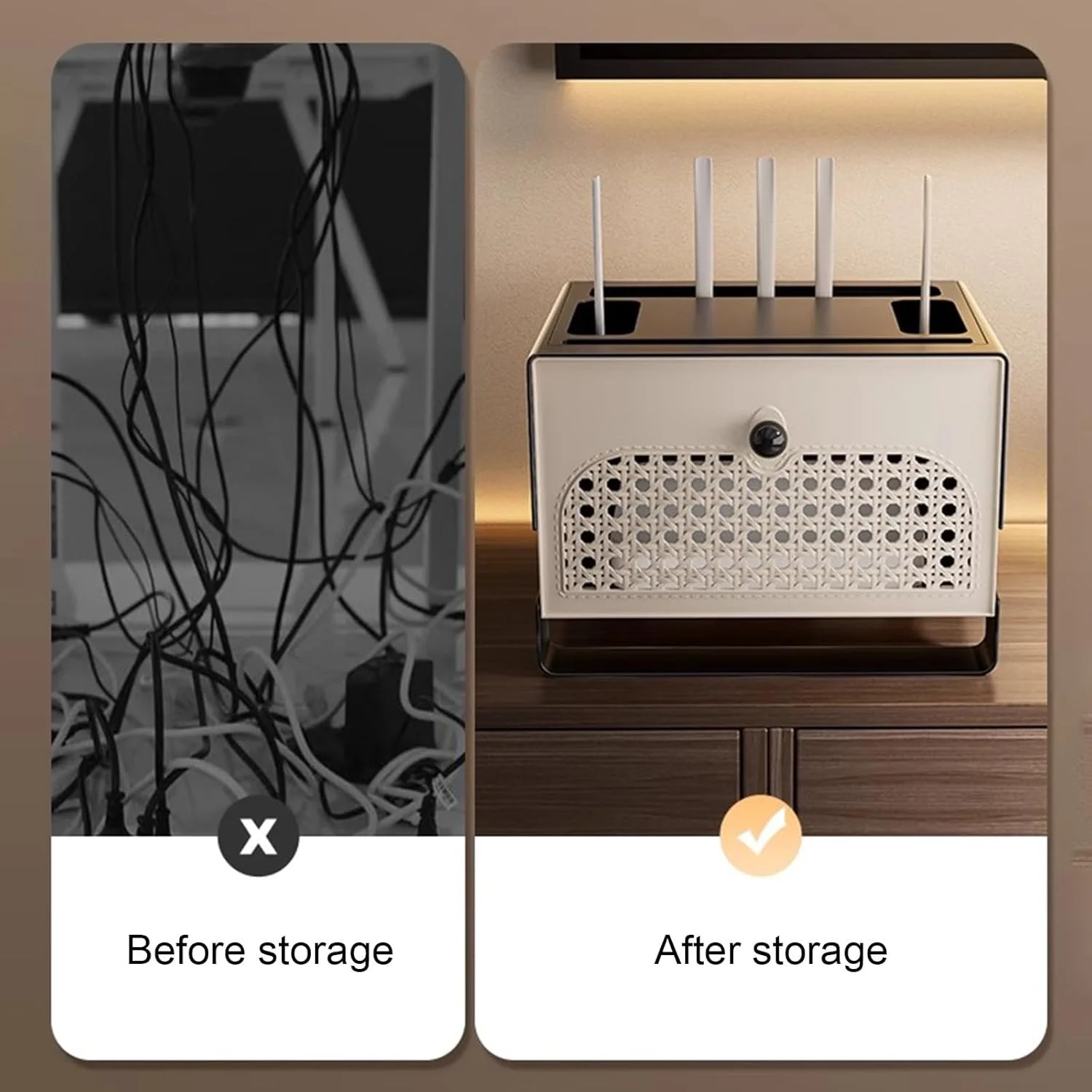 جعبه نگهداری روتر وای فای، پوشش مخفی کننده روتر، قفسه مودم، سازمان دهنده مخفی کننده مدیریت کابل، مناسب برای اتاق نشیمن، دفتر، اتاق خواب