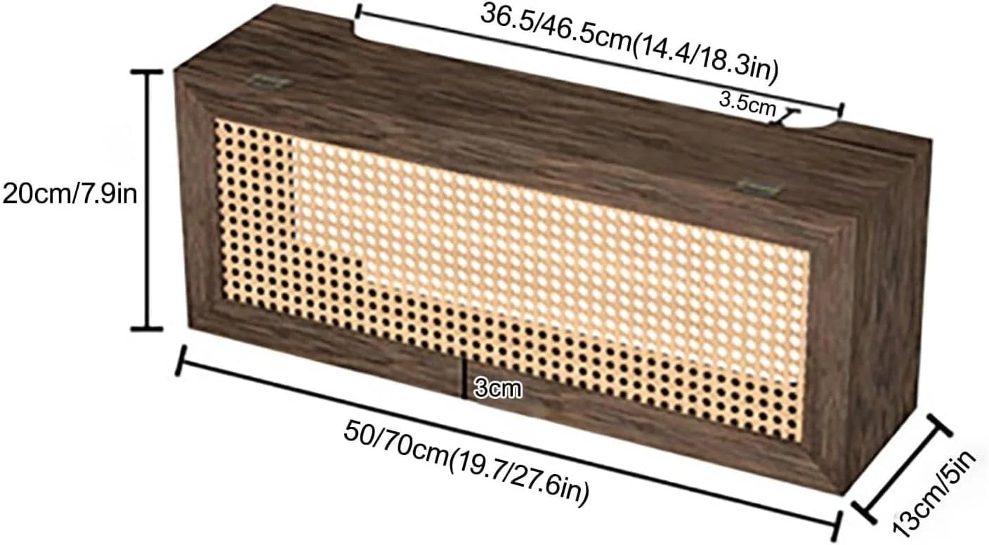 باکس ذخیره سازی روتر وای فای حصیری، قفسه روتر وای فای دیواری، کابینت روتر چوبی مودم های کابلی، با تهویه و مدیریت کابل (50 سانتی متر)