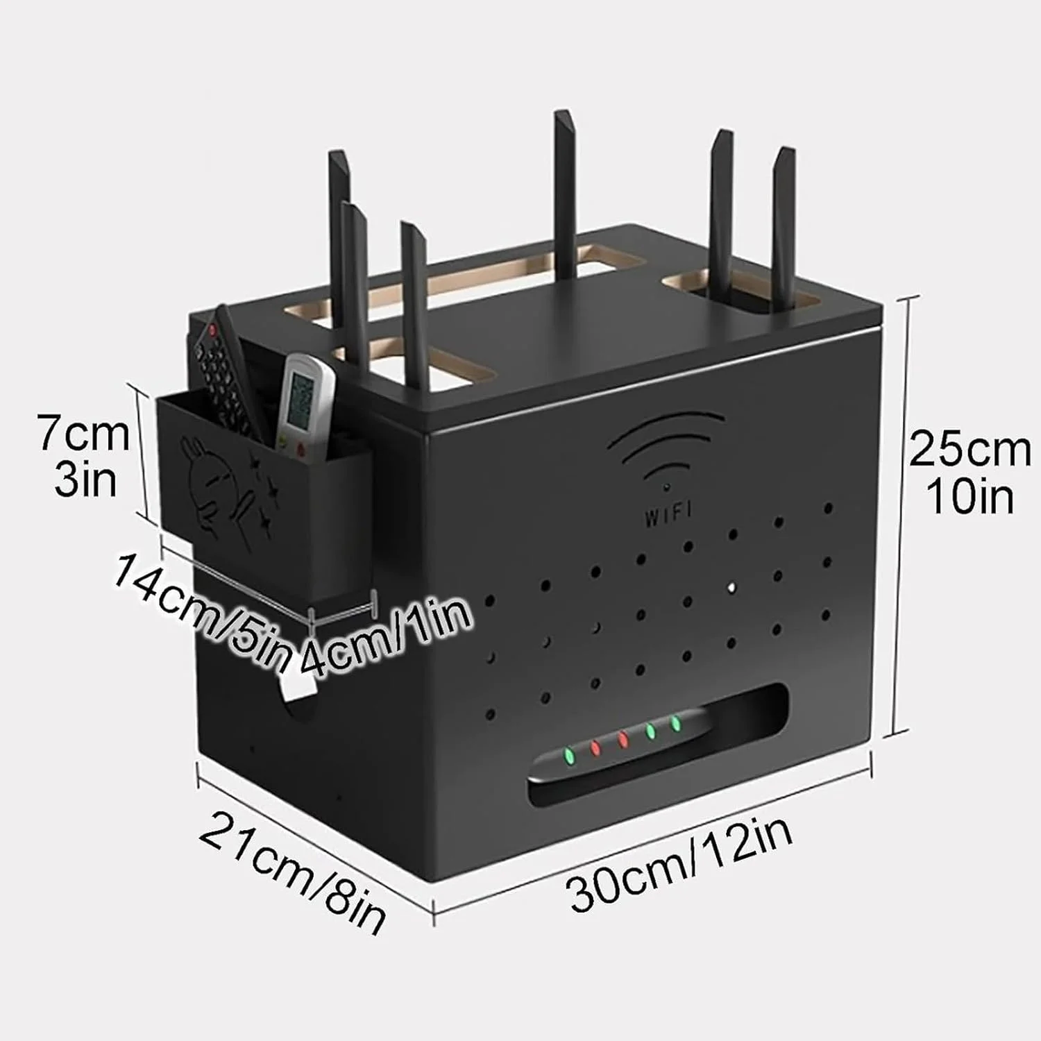 جعبه نگهداری روتر وای فای YUGXTH، سازمان دهنده سیم برق، جعبه مخفی کننده کابل فلزی با جعبه نگهداری کنترل از راه دور، کابینت وای فای برای مخفی کردن روتر و مودم (مشکی)