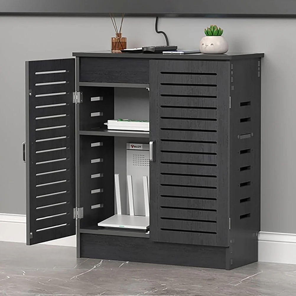 جعبه مخفی روتر وای فای، جعبه ذخیره سازی روتر ایستاده، پوشش مودم روتر برای دفتر کار خانگی، قفسه دو طبقه، خاکستری، 50 * 80 * 30 سانتی متر