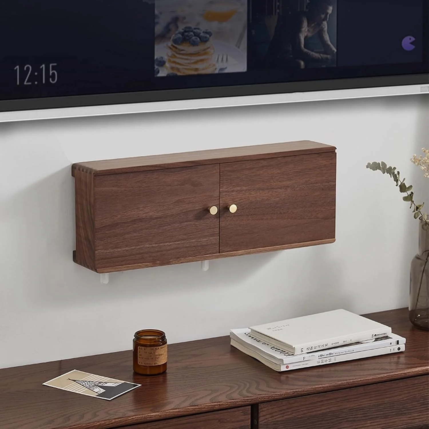 جعبه کابینت ذخیره سازی روتر وای فای دیواری، مخفی کننده جعبه وای فای، قفسه مودم روتر، سازمان دهنده مخفی کننده مدیریت کابل، برای اتاق خواب، اتاق نشیمن، دفتر و خانه (48 سانتی متر / 18.9 اینچ)