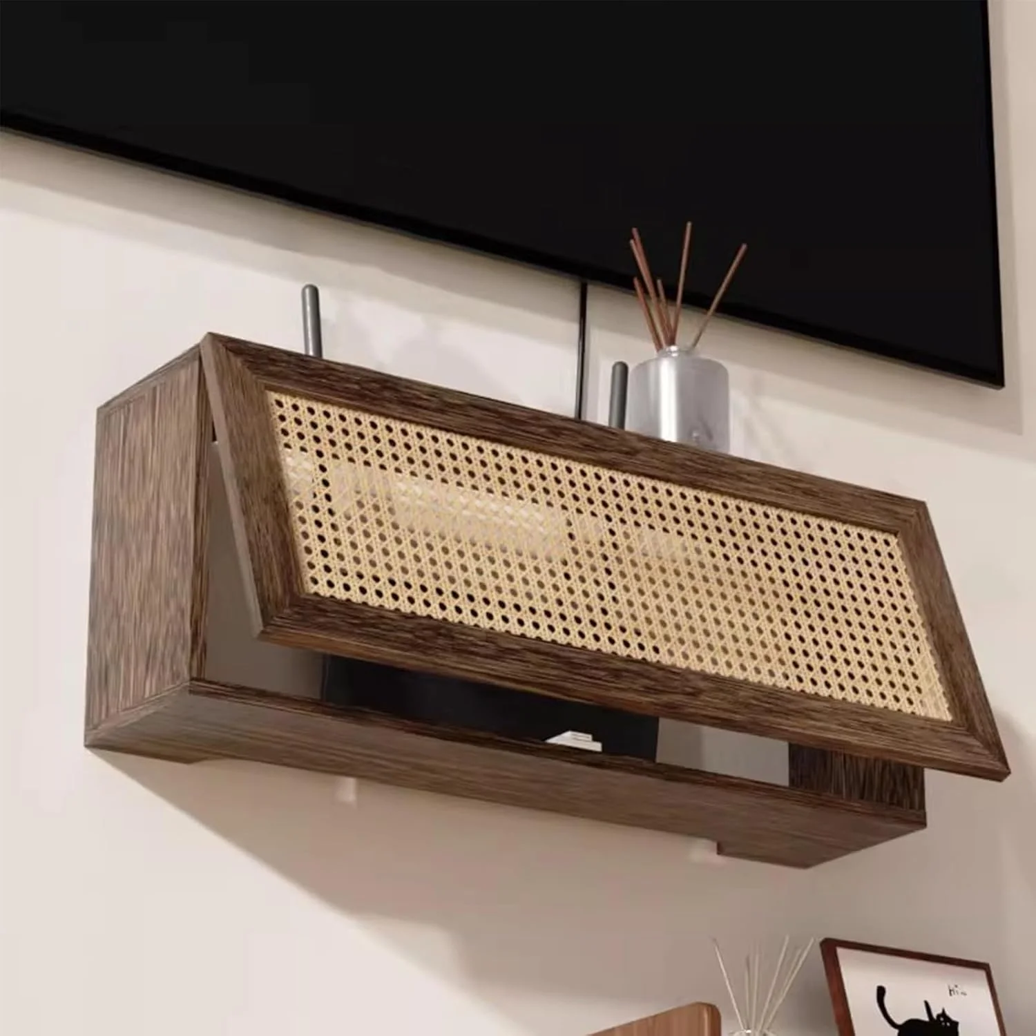 جعبه نگهداری روتر وای فای، مخفی کننده جعبه وای فای، قفسه روتر، پوشش مودم، برای اتاق خواب، اتاق نشیمن، دفتر و خانه (متوسط)