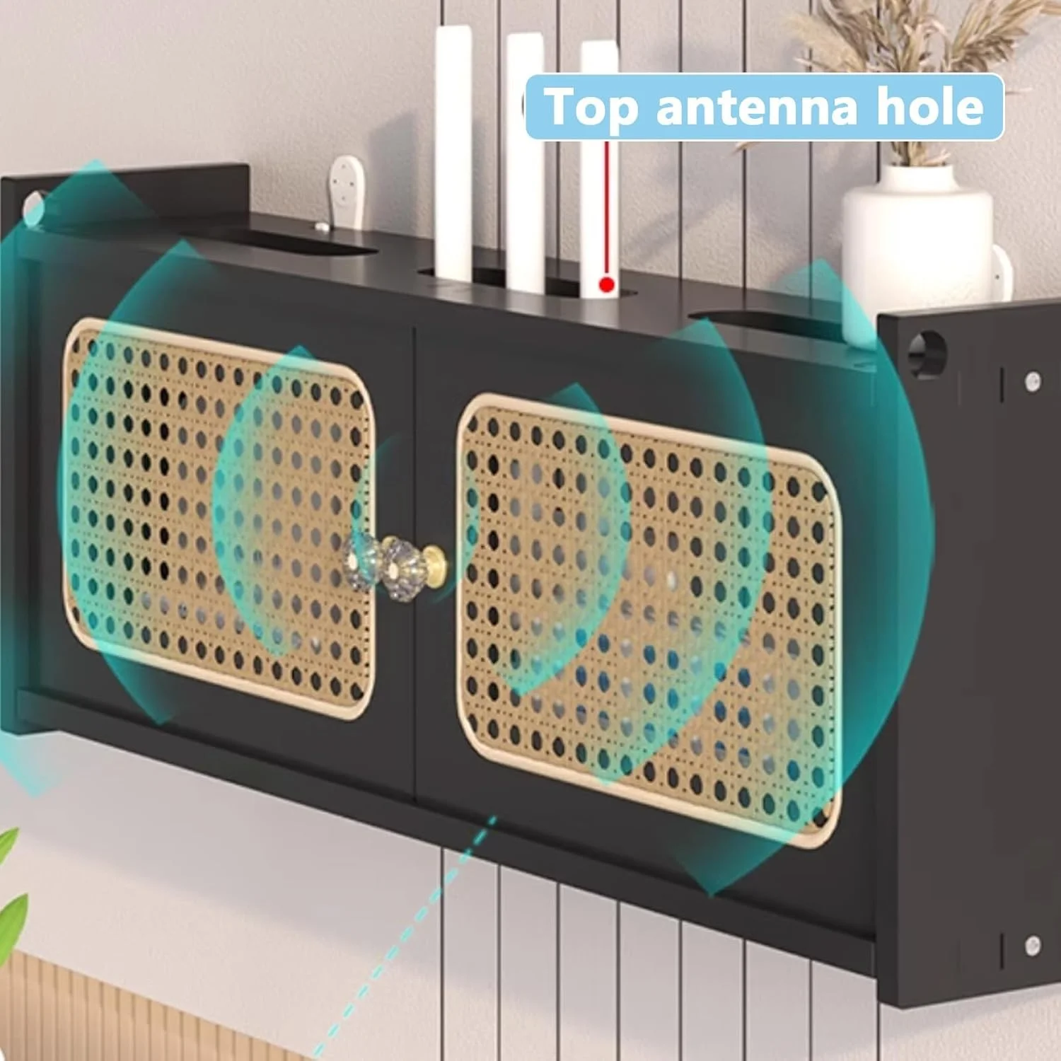 جعبه روتر چوبی YUGXTH، مخفی کننده جعبه وای فای دیواری، کابینت روتر وای فای با درب حصیری، پوشش قفسه مودم برای دفتر و خانه (خاکستری، L23.6xW4.5xH9IN) جعبه روتر چوبی YUGXTH، مخفی کننده جعبه وای فای دیواری، کابینت روتر وای فای با درب حصیری، پوشش قفسه مودم برای دفتر و خانه (خاکستری، L23.6xW4.5xH9IN)