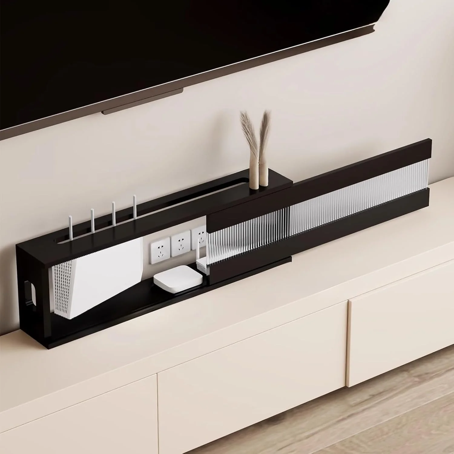 جعبه کابینت دیواری برای نگهداری روتر وای فای، قفسه مخفی کننده روتر، قفسه مودم، سازمان دهنده و مخفی کننده کابل، مناسب برای اتاق خواب، اتاق نشیمن، دفتر و خانه (مشکی، 50 سانتی متر) جعبه کابینت دیواری برای نگهداری روتر وای فای، قفسه مخفی کننده روتر، قفسه مودم، سازمان دهنده و مخفی کننده کابل، مناسب برای اتاق خواب، اتاق نشیمن، دفتر و خانه (مشکی، 50 سانتی متر)