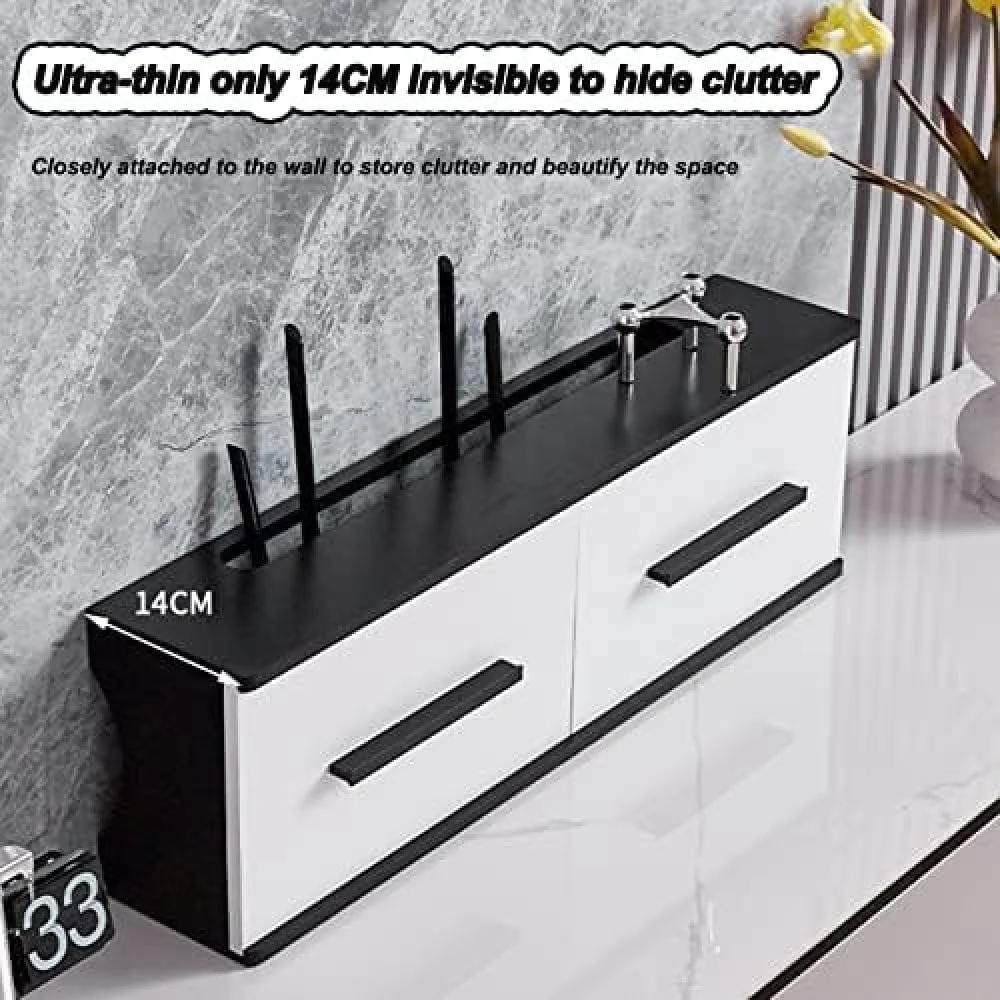 نگهدارنده قفسه دیواری شناور برای جعبه ذخیره سازی روتر ایده آل برای روتر وای فای مودم مینی پروژکتور جعبه تلویزیون بلندگو و موارد دیگر