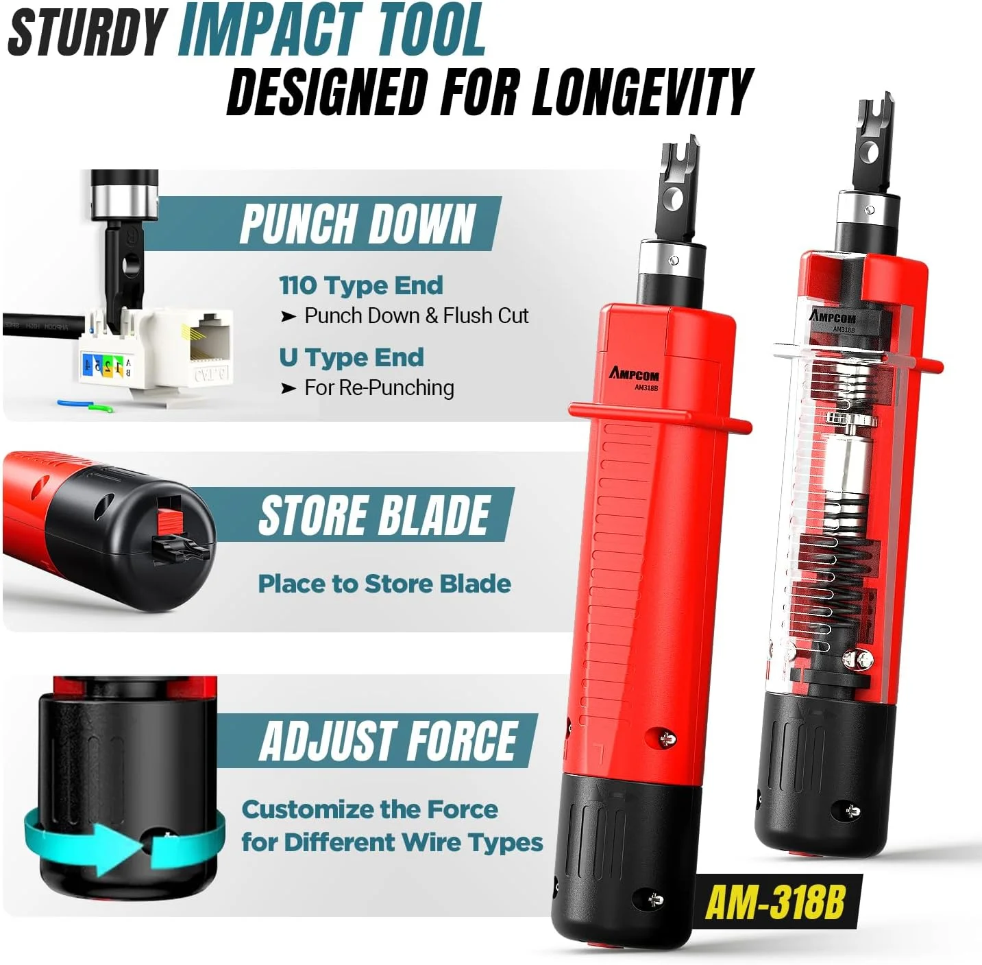 ست ابزار شبکه AMPCOM اترنت 9 در 1 برای کانکتورهای RJ45/RJ11، مناسب کابل های STP Cat7/6A UTP Cat6/5E/5 RJ45 به همراه ابزار پانچ 110 و سیم لخت کن در کیف ضد آب قابل حمل ست ابزار شبکه AMPCOM اترنت 9 در 1 برای کانکتورهای RJ45/RJ11، مناسب کابل های STP Cat7/6A UTP Cat6/5E/5 RJ45 به همراه ابزار پانچ 110 و سیم لخت کن در کیف ضد آب قابل حمل