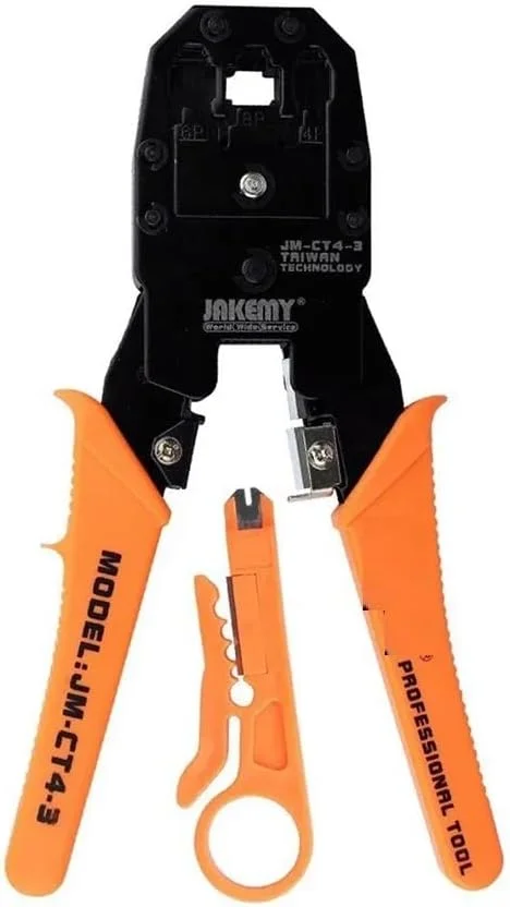 ابزار پرس کابل شبکه تلفن حرفه ای JM-CT4-3 200mm برای کابل های اترنت اینترنت 4P 6P 8P