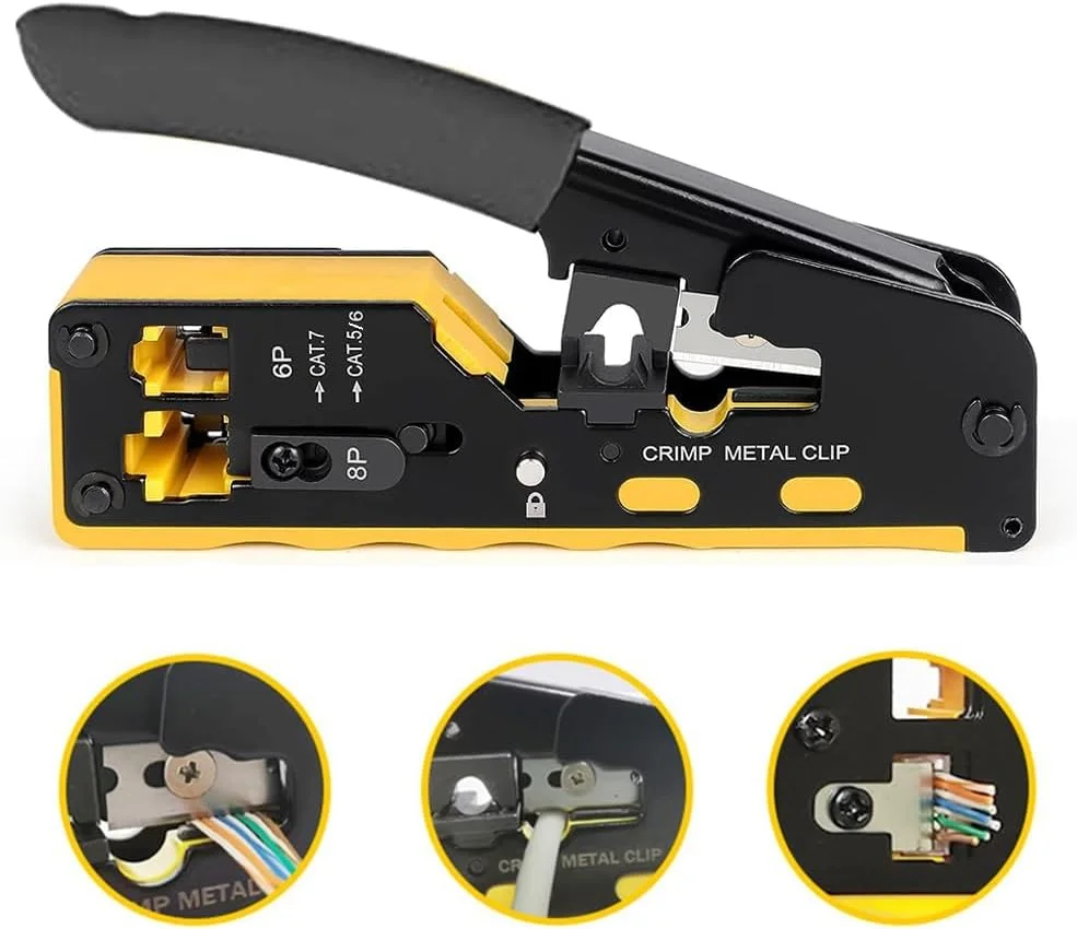 ابزار پرس RJ45 خزنه، ابزار پرس RJ45 Cat5 Cat6 Cat7، ابزار پرس RJ11، سیم لخت کن کابل شبکه اترنت، انبر ابزار کوچک تجهیزات پرس ماژولار