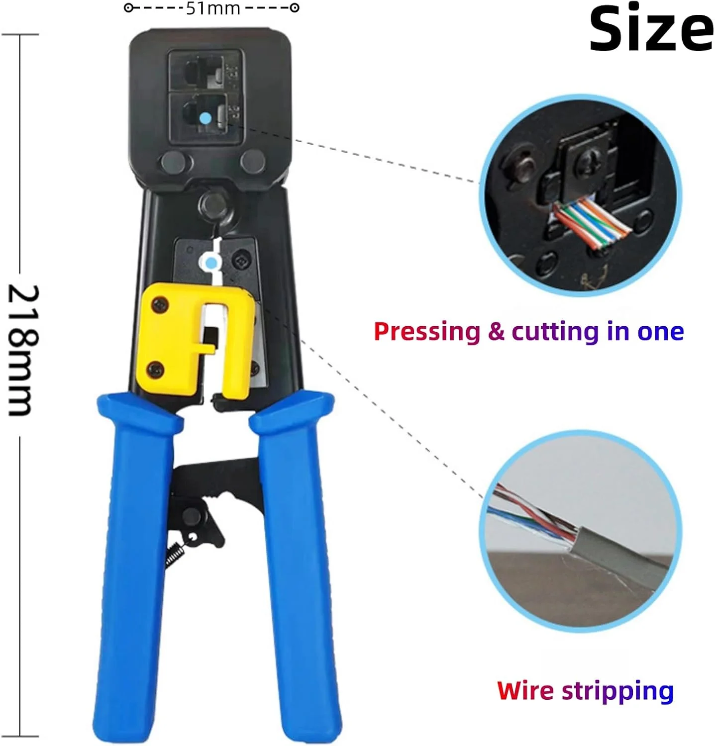 انبر کابل سوراخ دار، ابزار پانچ چند منظوره، پرس کابل اترنت RJ45 6P/8P، سازگار با سر سوکت های شبکه 8P Cat5/Cat5e/Cat6/Cat6a و خطوط تلفن 6P انبر کابل سوراخ دار، ابزار پانچ چند منظوره، پرس کابل اترنت RJ45 6P/8P، سازگار با سر سوکت های شبکه 8P Cat5/Cat5e/Cat6/Cat6a و خطوط تلفن 6P