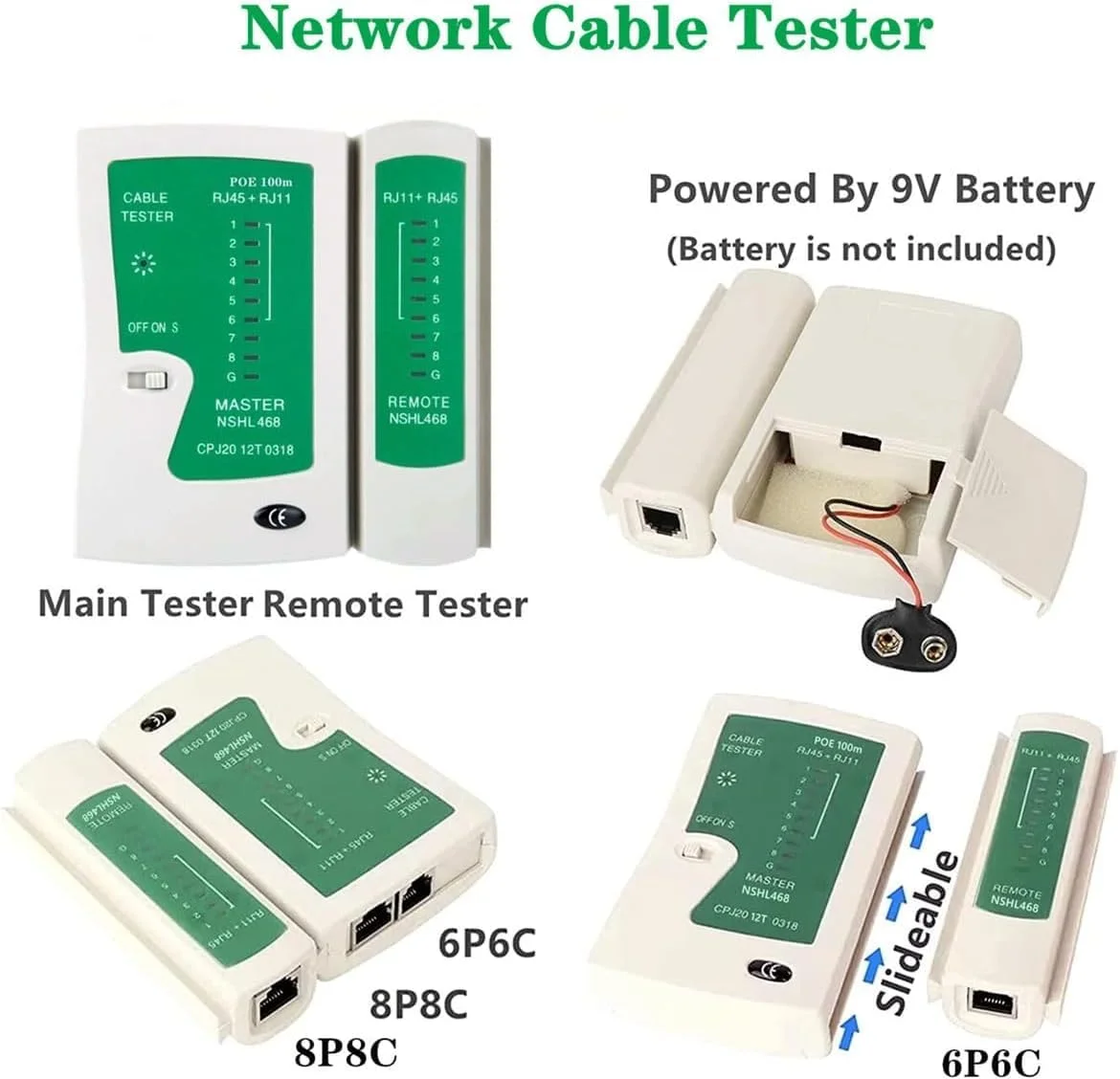 جعبه ابزار 11 در 1 قابل حمل برای کابل های اترنت Cat5 Cat5e Cat6، شامل ابزار پرس کابل اترنت، کانکتورهای 8p8c 6p6c rj45 rj11، تستر کابل Cat5 Cat6، ابزار پانچ 110