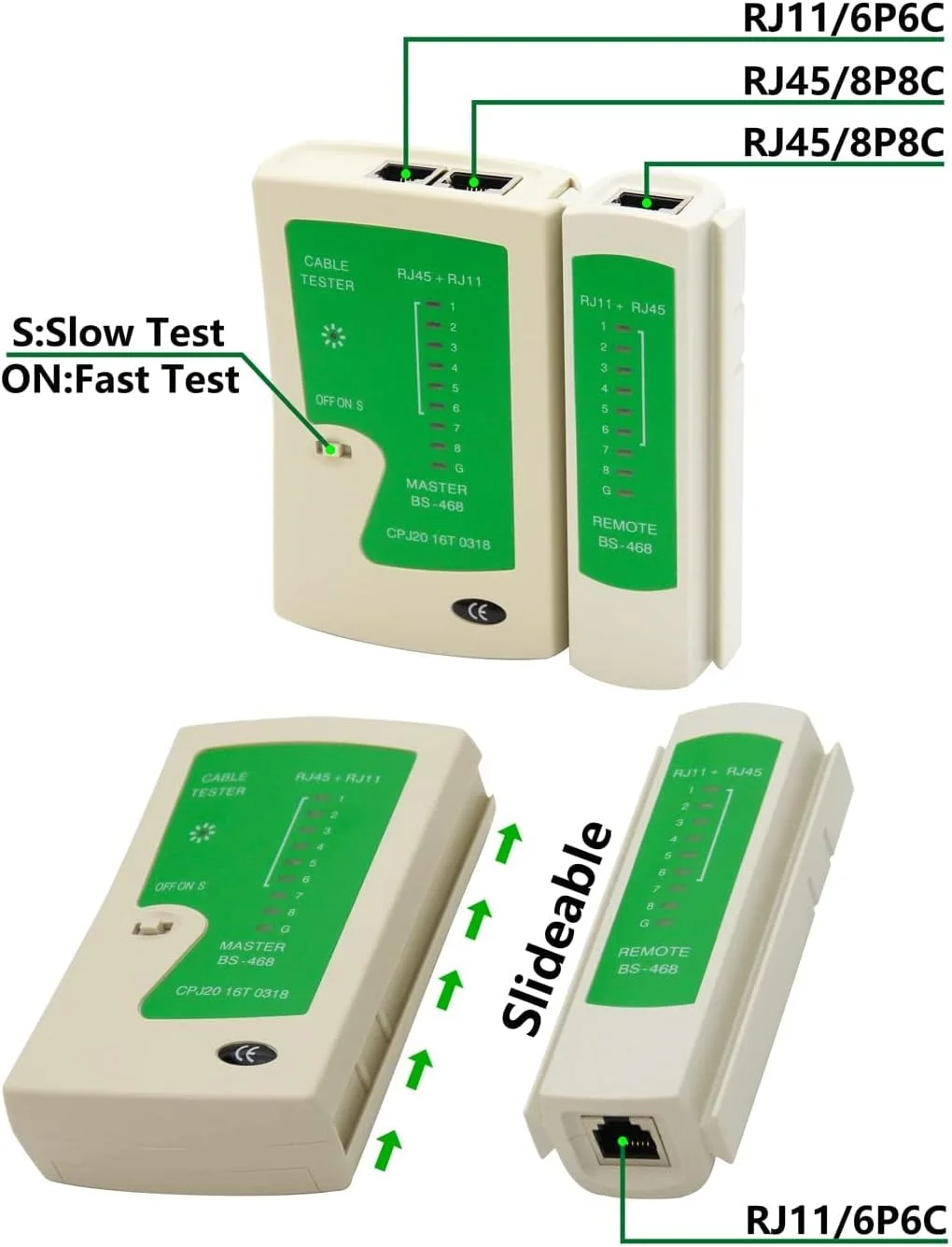 ابزار کریمپینگ حرفه ای RJ45 برای کابل های اترنت Cat5/Cat6 - شامل 50 کانکتور عبوری، 50 روکش RJ45 و سیم لخت کن کوچک برای تست کابل شبکه