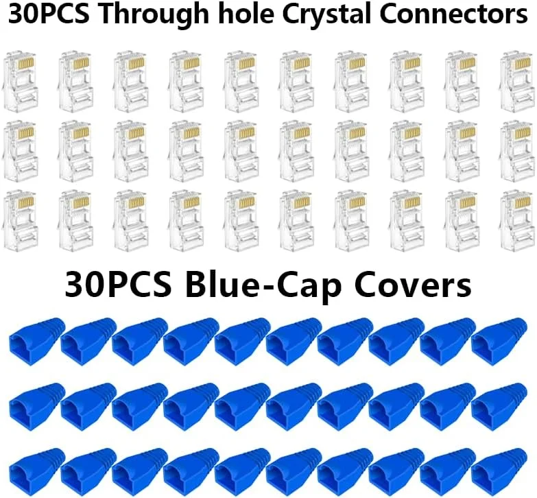مجموعه ابزار پرس RJ45 Pass-Through - ابزار پرس، برش و لختکن کابل شبکه WEETOTUNG - سازگار با کانکتورهای Cat5/Cat5e/Cat6 مجموعه ابزار پرس RJ45 Pass-Through - ابزار پرس، برش و لختکن کابل شبکه WEETOTUNG - سازگار با کانکتورهای Cat5/Cat5e/Cat6