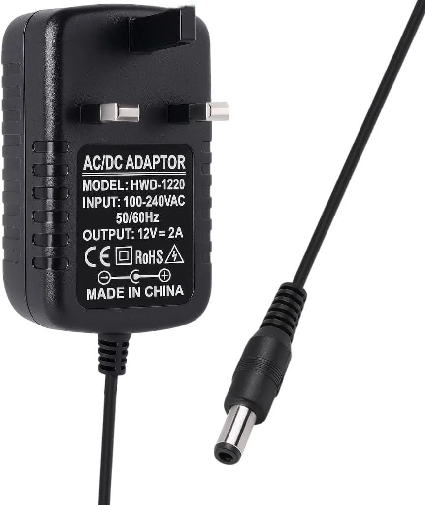 آداپتور برق 12 ولت 2 آمپر CIRCUIT GREEN با دوشاخه UK، شارژر 24 وات 100-240 ولت AC به 12 ولت DC، کانکتور استوانه ای 5.5×2.5 میلی متر، قطب مثبت مرکزی، کابل 1 متری برای دوربین های مداربسته، نوارهای LED، روترها و مانیتورها - بسته 1 عددی