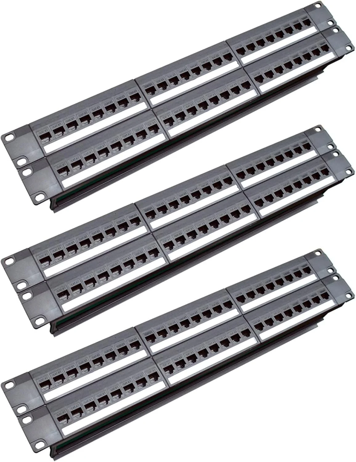 3 عدد پچ پنل 24 پورت CAT6 رک 1U کابینت، آداپتور کابل RJ45، جک، فریم ماژولار