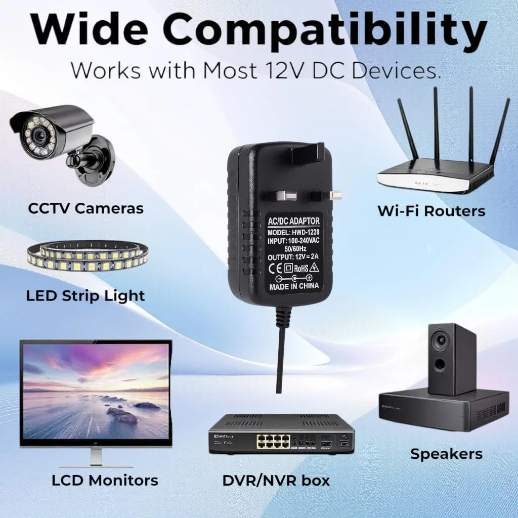 آداپتور برق 12 ولت 2 آمپر CIRCUIT GREEN با دوشاخه UK، شارژر 24 وات 100-240 ولت AC به 12 ولت DC، کانکتور استوانه ای 5.5×2.5 میلی متر، قطب مثبت مرکزی، کابل 1 متری برای دوربین های مداربسته، نوارهای LED، روترها و مانیتورها - بسته 1 عددی آداپتور برق 12 ولت 2 آمپر CIRCUIT GREEN با دوشاخه UK، شارژر 24 وات 100-240 ولت AC به 12 ولت DC، کانکتور استوانه ای 5.5×2.5 میلی متر، قطب مثبت مرکزی، کابل 1 متری برای دوربین های مداربسته، نوارهای LED، روترها و مانیتورها - بسته 1 عددی