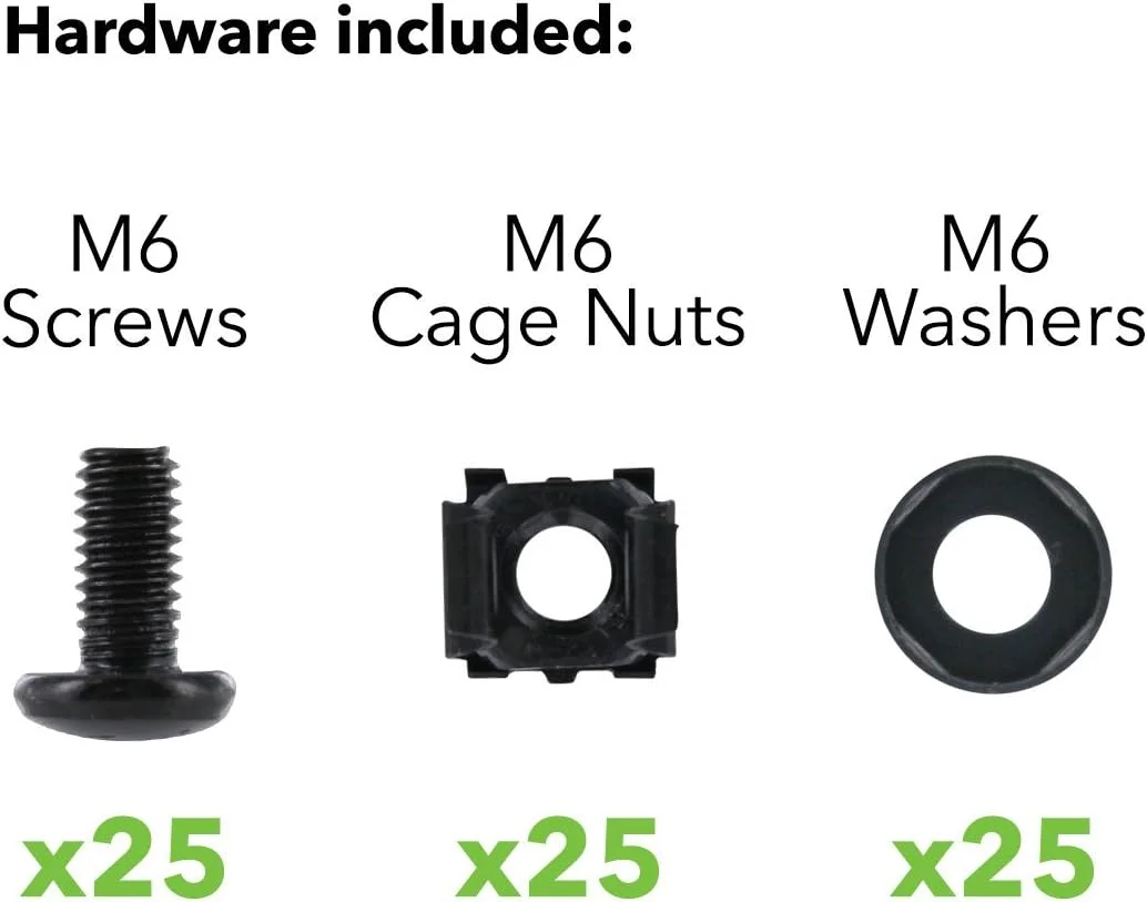 مجموعه 25 عددی پیچ و مهره قفسه M6×16mm مشکی – مهرههای قفسی، پیچها و واشرها برای سرور، سوئیچ، روتر، قفسه شبکه – سختافزار نصب قفسه سنگین – مشکی مجموعه 25 عددی پیچ و مهره قفسه M6×16mm مشکی – مهرههای قفسی، پیچها و واشرها برای سرور، سوئیچ، روتر، قفسه شبکه – سختافزار نصب قفسه سنگین – مشکی