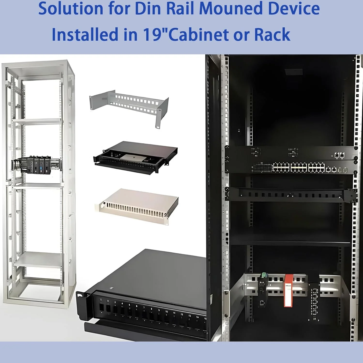 کیت براکت ریل DIN قابل تنظیم 2U 19 اینچی، آلیاژ آلومینیوم با استحکام بالا برای مبدل های رسانه، سوئیچ اترنت، سوئیچ PoE صنعتی و منابع تغذیه، مناسب برای رک ها و کابینت های سرور 19 اینچی کیت براکت ریل DIN قابل تنظیم 2U 19 اینچی، آلیاژ آلومینیوم با استحکام بالا برای مبدل های رسانه، سوئیچ اترنت، سوئیچ PoE صنعتی و منابع تغذیه، مناسب برای رک ها و کابینت های سرور 19 اینچی