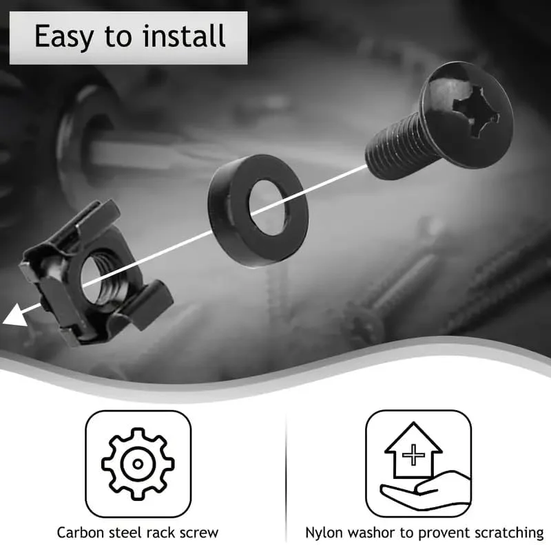 مجموعه 25 عددی پیچ و مهره قفسه M6×16mm مشکی – مهرههای قفسی، پیچها و واشرها برای سرور، سوئیچ، روتر، قفسه شبکه – سختافزار نصب قفسه سنگین – مشکی مجموعه 25 عددی پیچ و مهره قفسه M6×16mm مشکی – مهرههای قفسی، پیچها و واشرها برای سرور، سوئیچ، روتر، قفسه شبکه – سختافزار نصب قفسه سنگین – مشکی