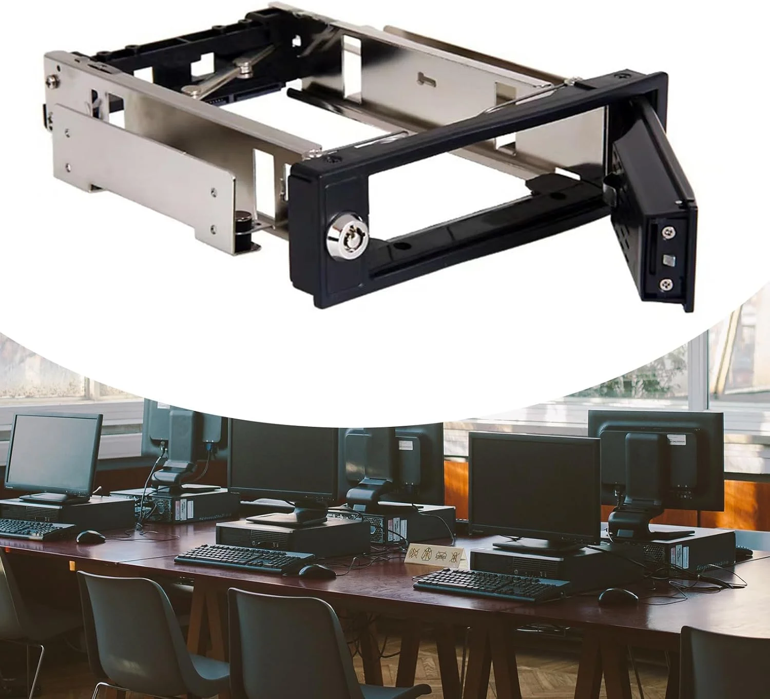 محفظه داخلی 5.25 اینچی بدون سینی با قابلیت تعویض سریع برای هارد دیسک های 3.5 اینچی با قفل