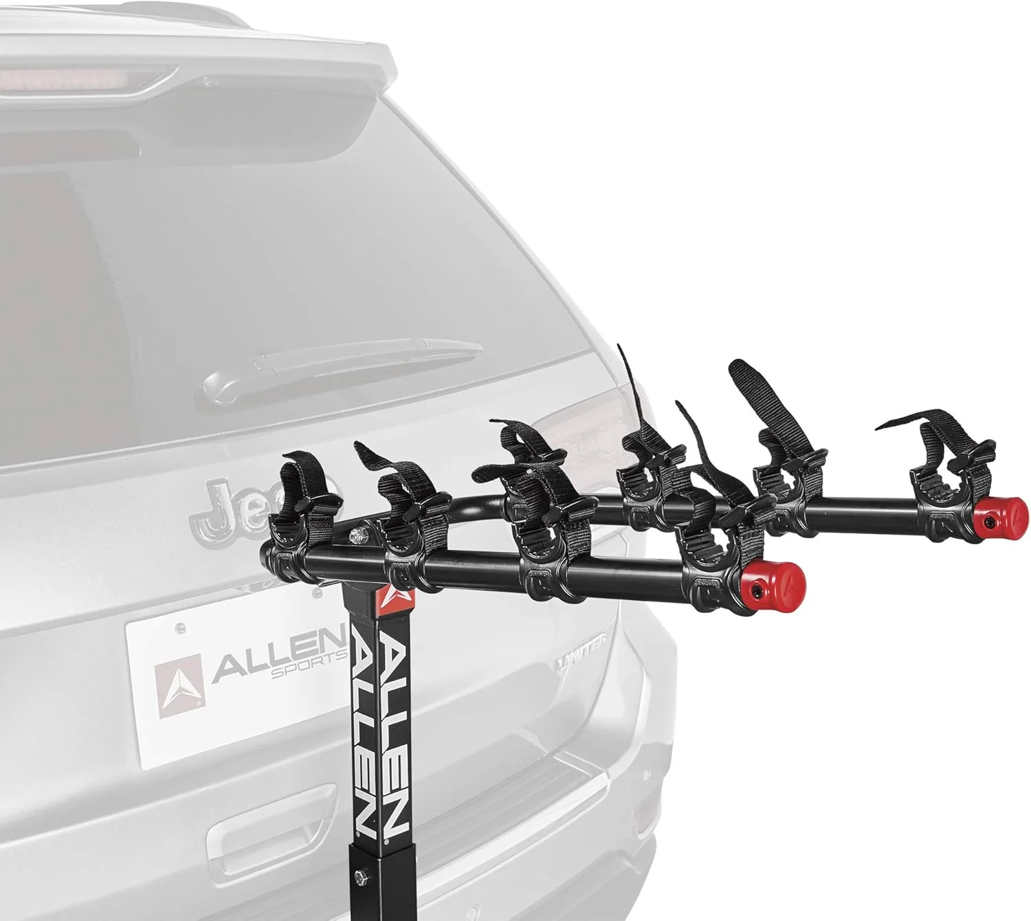 باربند دوچرخه آلن دلوکس با قابلیت نصب روی قلاب یدک کش برای ۴ دوچرخه - بازوهای چرخشی دوتایی، نگهدارنده‌های ایمن، طراحی تاشو، فولاد با پوشش پودری سنگین (542RR-R)