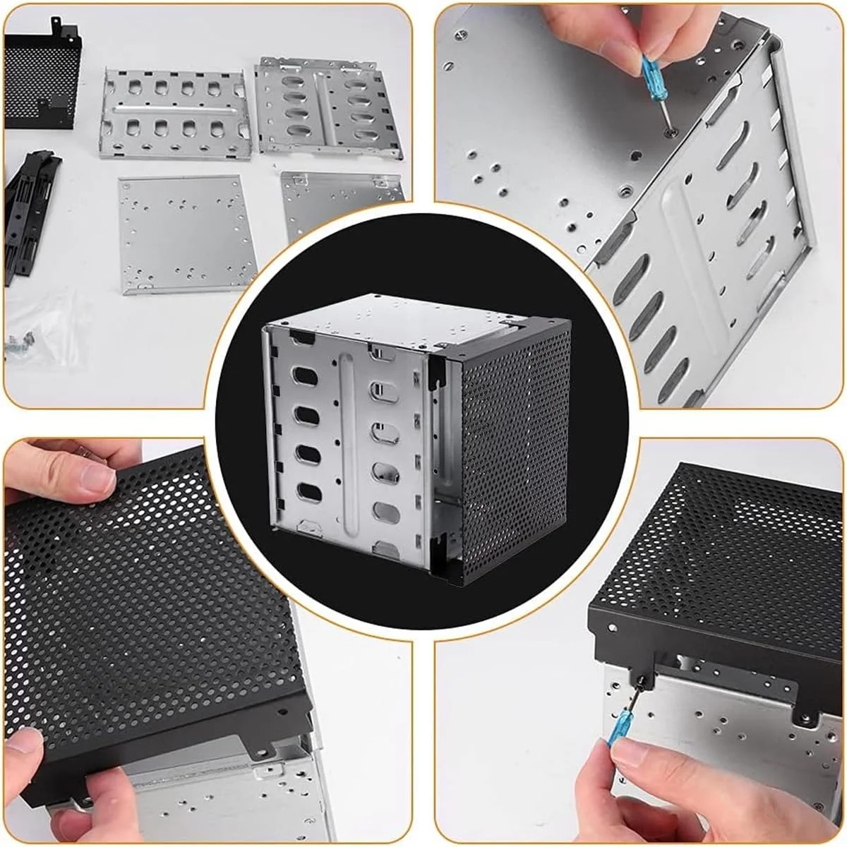 محفظه هارد درایو استیل ضد زنگ Alnicov با 5 جایگاه برای هارد 3.5 اینچی - رنگ نقره ای