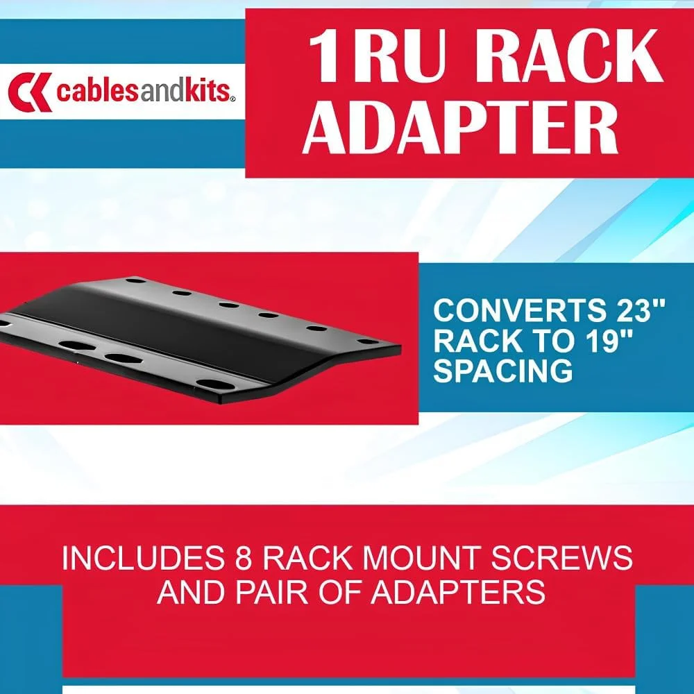 آداپتور رک 1RU (1 واحد رک) CablesAndKits، تبدیل رک 23 اینچ به فاصله 19 اینچ، برای کامپیوترها، سرورها یا تجهیزات شبکه