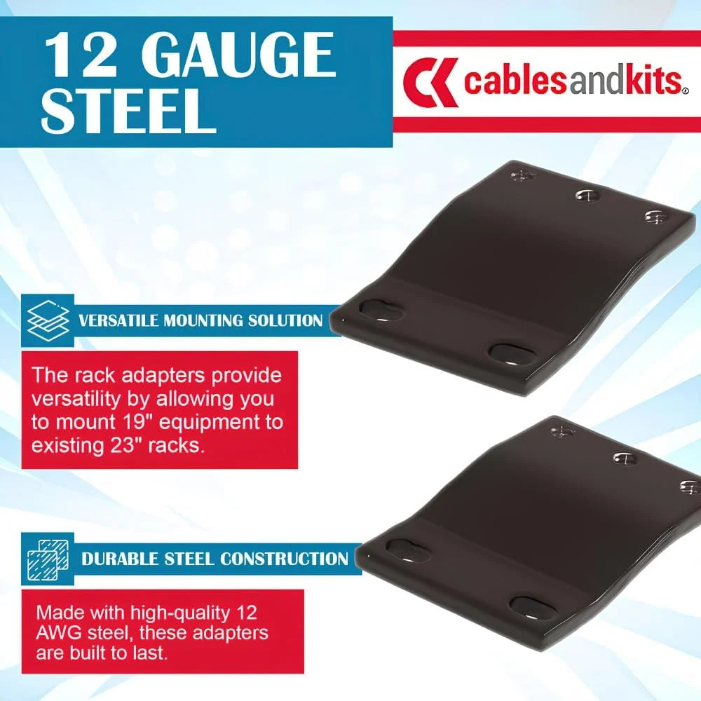 آداپتور رک 1RU (1 واحد رک) CablesAndKits، تبدیل رک 23 اینچ به فاصله 19 اینچ، برای کامپیوترها، سرورها یا تجهیزات شبکه