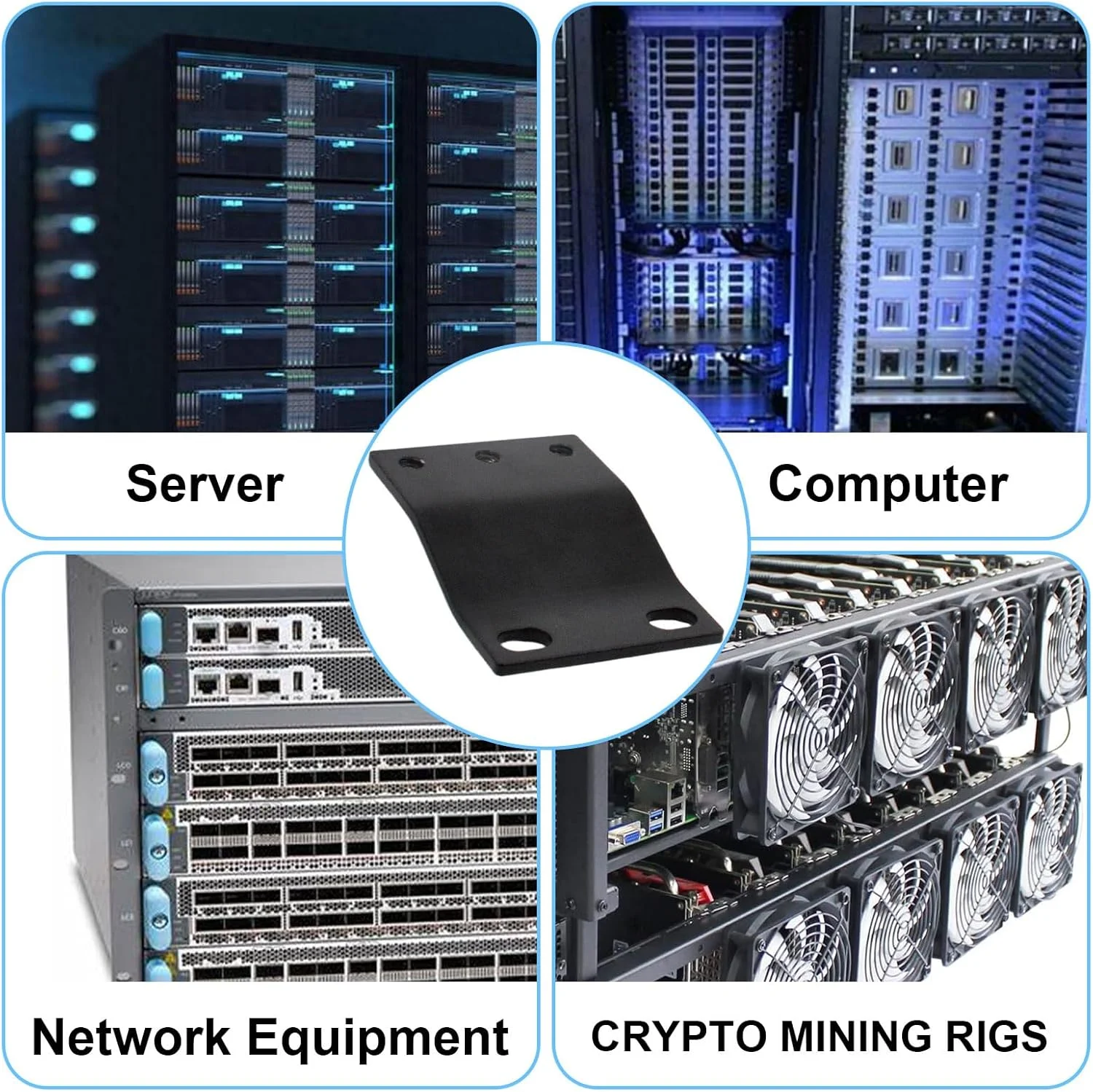 براکت آداپتور رک 1U سازگار، تبدیل رک 23 اینچی به نصب 19 اینچی، توسعه دهنده عمق فرورفته برای تجهیزات شبکه سرور کامپیوتر، کیت کاهنده نصب رک