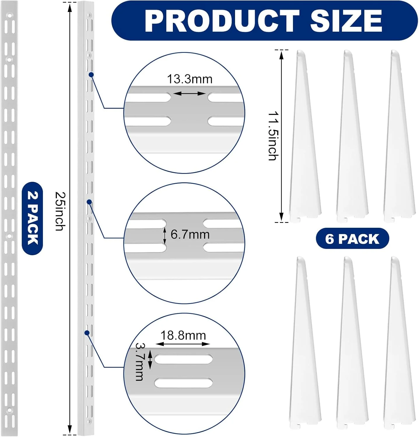 سیستم قفسه بندی دیواری دو ریل کولینگ میل، 63.5 سانتی متر، به همراه 6 عدد براکت قفسه قابل تنظیم 29.2 سانتی متری، سیستم پشتیبانی فلزی قفسه سنگین برای آشپزخانه، کمد، خانه، داخل خانه (سفید) سیستم قفسه بندی دیواری دو ریل کولینگ میل، 63.5 سانتی متر، به همراه 6 عدد براکت قفسه قابل تنظیم 29.2 سانتی متری، سیستم پشتیبانی فلزی قفسه سنگین برای آشپزخانه، کمد، خانه، داخل خانه (سفید)