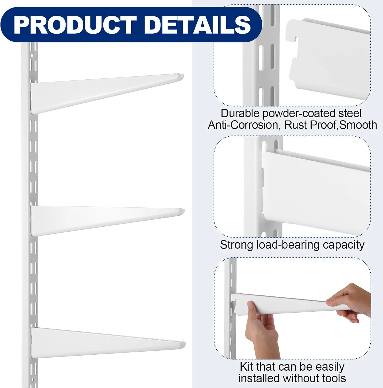 سیستم قفسه بندی دیواری دو ریل کولینگ میل، 63.5 سانتی متر، به همراه 6 عدد براکت قفسه قابل تنظیم 29.2 سانتی متری، سیستم پشتیبانی فلزی قفسه سنگین برای آشپزخانه، کمد، خانه، داخل خانه (سفید) سیستم قفسه بندی دیواری دو ریل کولینگ میل، 63.5 سانتی متر، به همراه 6 عدد براکت قفسه قابل تنظیم 29.2 سانتی متری، سیستم پشتیبانی فلزی قفسه سنگین برای آشپزخانه، کمد، خانه، داخل خانه (سفید)