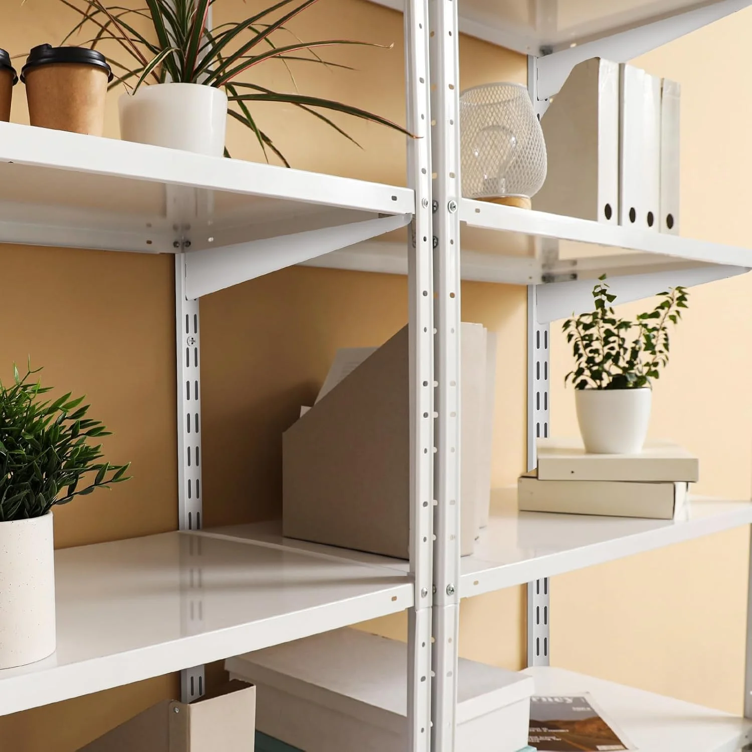 سیستم قفسه بندی دیواری دو ریل کولینگ میل، 63.5 سانتی متر، به همراه 6 عدد براکت قفسه قابل تنظیم 29.2 سانتی متری، سیستم پشتیبانی فلزی قفسه سنگین برای آشپزخانه، کمد، خانه، داخل خانه (سفید) سیستم قفسه بندی دیواری دو ریل کولینگ میل، 63.5 سانتی متر، به همراه 6 عدد براکت قفسه قابل تنظیم 29.2 سانتی متری، سیستم پشتیبانی فلزی قفسه سنگین برای آشپزخانه، کمد، خانه، داخل خانه (سفید)