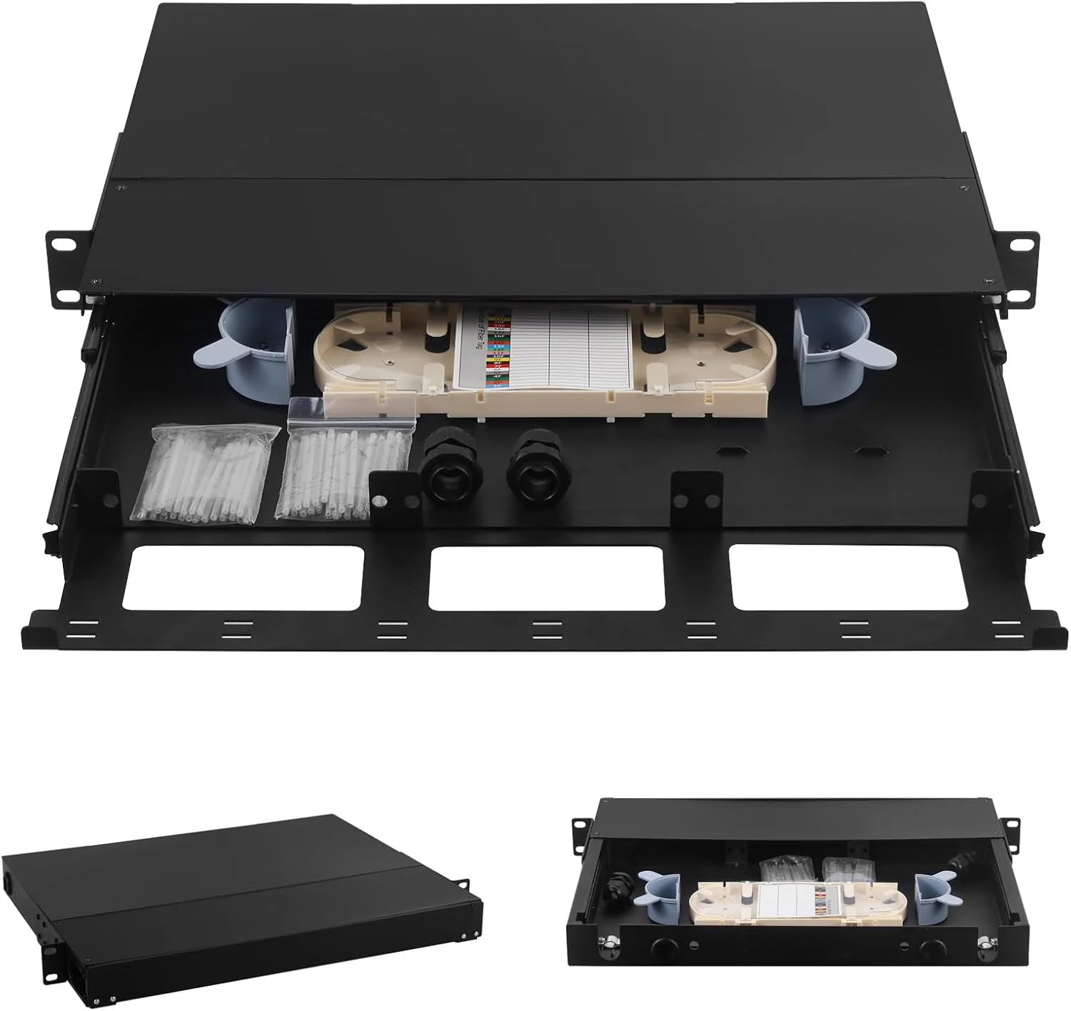 جعبه محفظه رک مونت فیبر نوری fyboptwu، 1 عدد، با 3 اسلات برای پنل یا کاست آداپتور LGX فیبر، طراحی نوع کشویی (امکان قرار دادن 3 عدد پنل پچ فیبر (5.1 اینچ * 1.14 اینچ) وجود دارد)