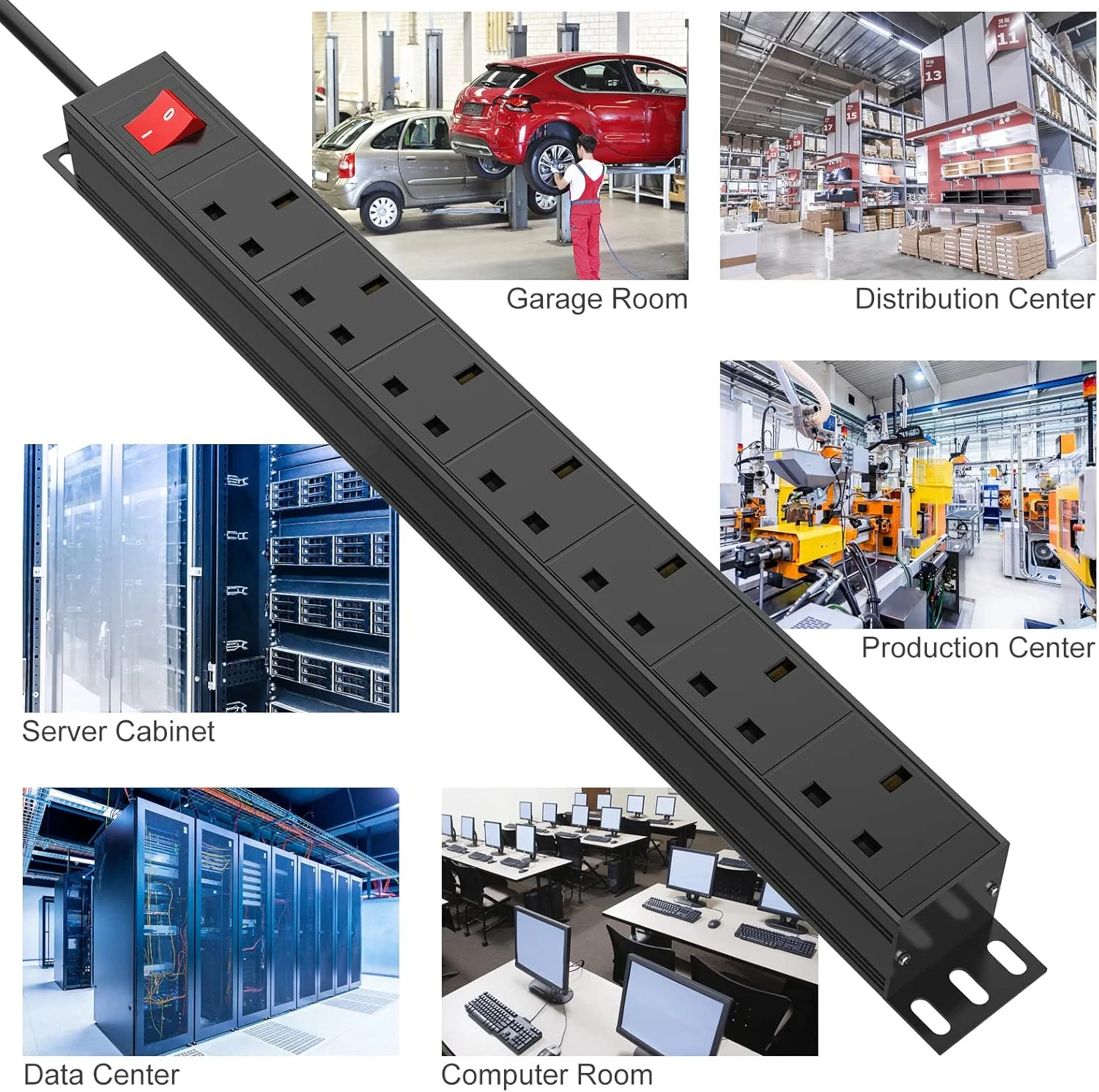 محافظ برق 7 راهی HANNELORE با سیم 1.8 متری، پریز برق رومیزی قابل نصب در رک 19 اینچی، واحد توزیع برق (PDU) مناسب منزل و اداره، مشکی 2500 وات/13 آمپر محافظ برق 7 راهی HANNELORE با سیم 1.8 متری، پریز برق رومیزی قابل نصب در رک 19 اینچی، واحد توزیع برق (PDU) مناسب منزل و اداره، مشکی 2500 وات/13 آمپر