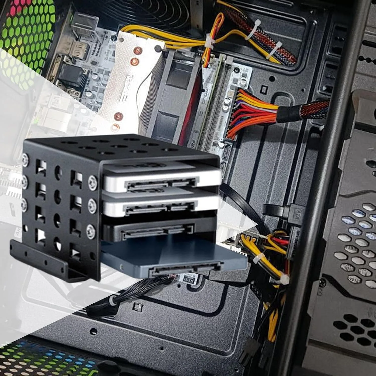 محفظه هارد دیسک | لوازم جانبی هارد دیسک کامپیوتر 2.5 اینچی به 3.5 اینچی - آداپتور پشته ای ضد ضربه برای ایستگاه اتصال، گسترش لپ تاپ، کامپیوتر خانگی و ایستگاه های کاری