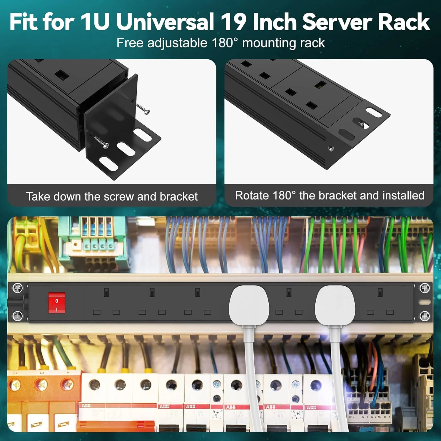 محافظ برق 7 راهی HANNELORE با سیم 1.8 متری، پریز برق رومیزی قابل نصب در رک 19 اینچی، واحد توزیع برق (PDU) مناسب منزل و اداره، مشکی 2500 وات/13 آمپر محافظ برق 7 راهی HANNELORE با سیم 1.8 متری، پریز برق رومیزی قابل نصب در رک 19 اینچی، واحد توزیع برق (PDU) مناسب منزل و اداره، مشکی 2500 وات/13 آمپر