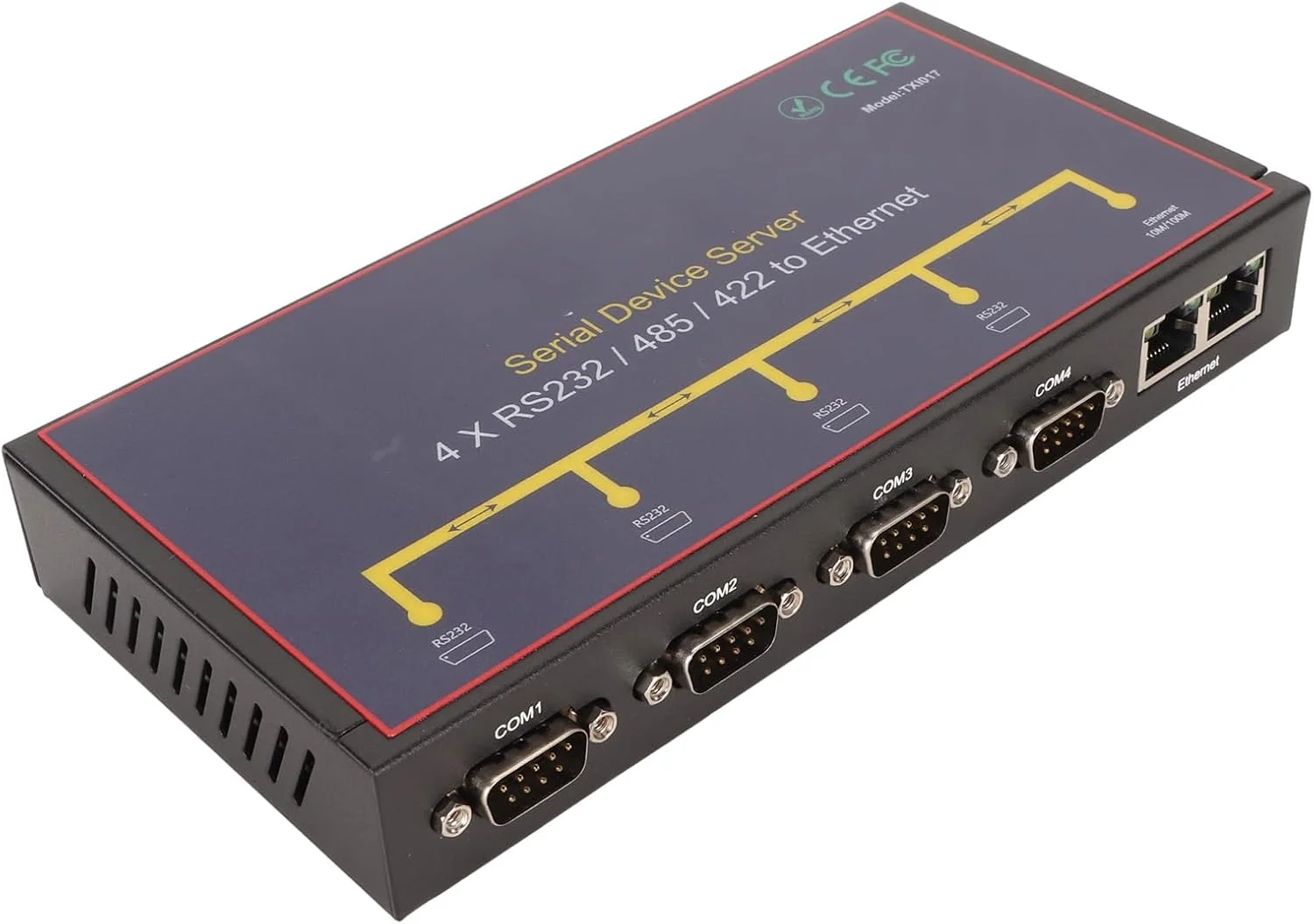 مبدل اترنت چهار پورت صنعتی RS232 RS485، آداپتور قابل اعتماد شما برای رک ها و کابینت ها، ارائه دهنده اتصال پیشرفته (دوشاخه آمریکایی)