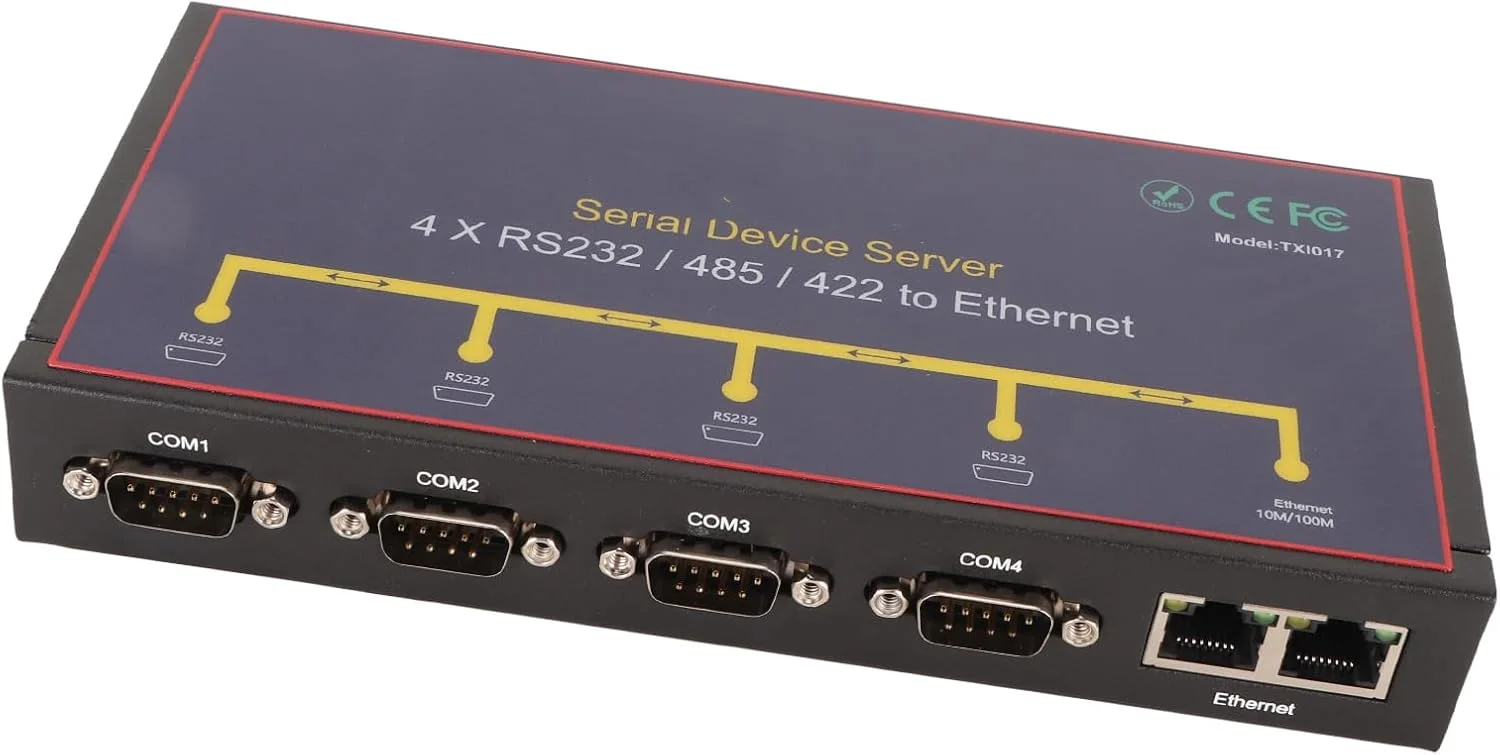 مبدل اترنت چهار پورت صنعتی RS232 RS485، آداپتور قابل اعتماد شما برای رک ها و کابینت ها، ارائه دهنده اتصال پیشرفته (دوشاخه آمریکایی)