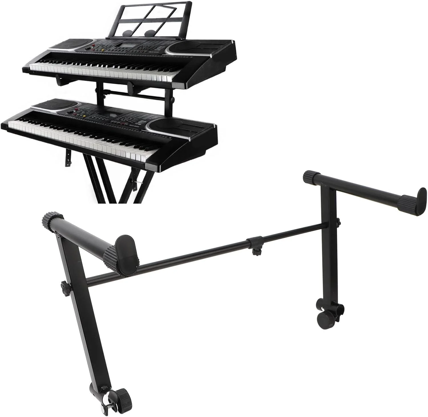 آداپتور پایه کیبورد دو طبقه Jiawu نصب آسان پایه پیانوی الکترونیکی L شکل برای کیبوردهای دوتایی - طراحی جداشدنی