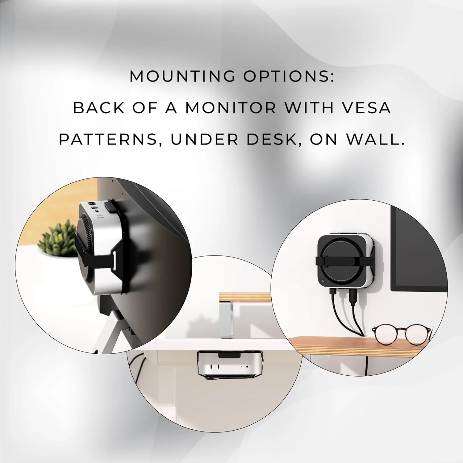 پایه HumanCentric سازگار با مک مینی 2024، آداپتور نصب سفارشی برای دیوار، رک، زیر میز، پشت مانیتور، الگوهای VESA 75x75 میلی‌متر و 100x100 میلی‌متر، با مدل‌های قدیمی‌تر کار نمی‌کند